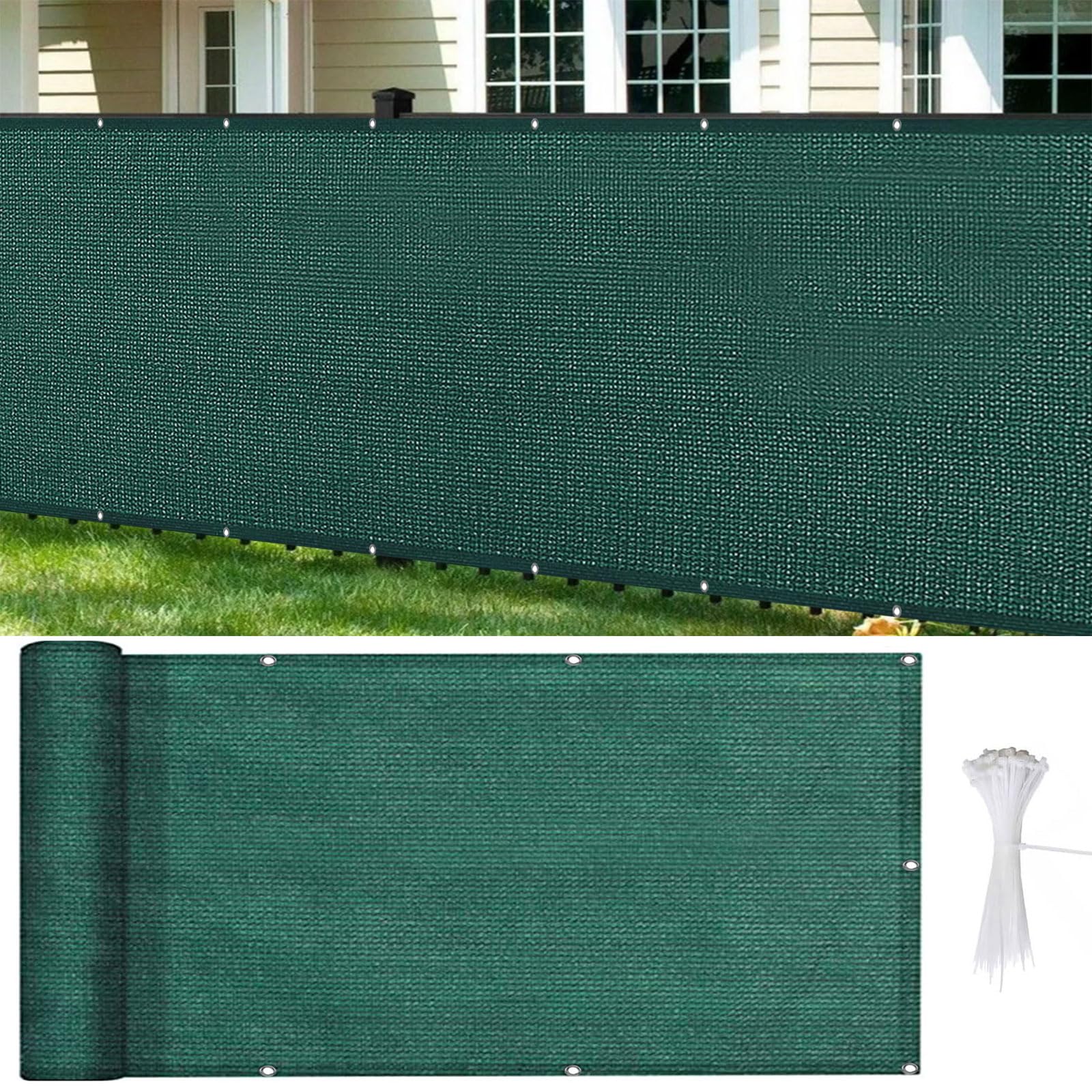 GUOJUN Rete Ombreggiante 105 x 200 cm HDPE Breathable Anti-UV Antivento Recinzione Copertura per Privacy Balcone con Occhielli Fascetta per Giardino Terrazza Esterno, Verde Scuro