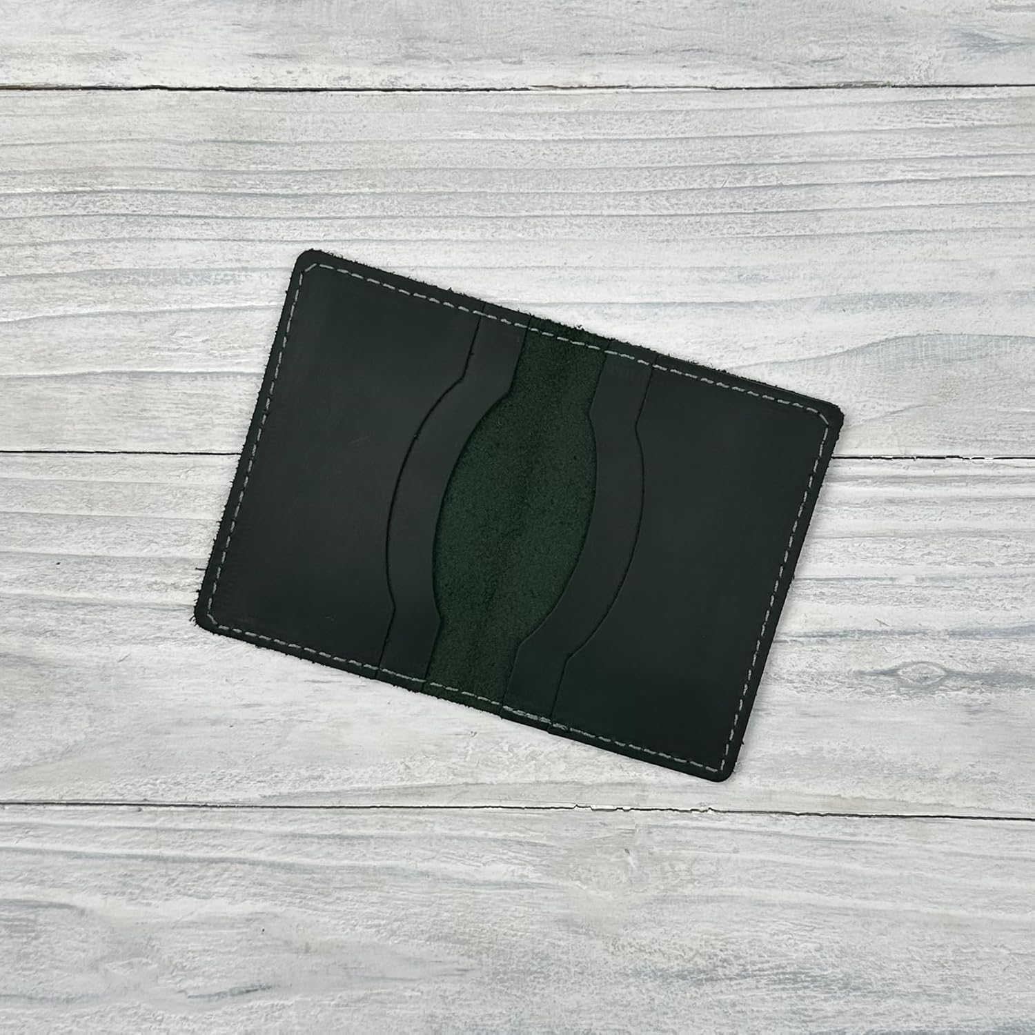 Leather Card Holder for Men Women, Slim Minimalist Credit Card Wallet (Green) - Image 4