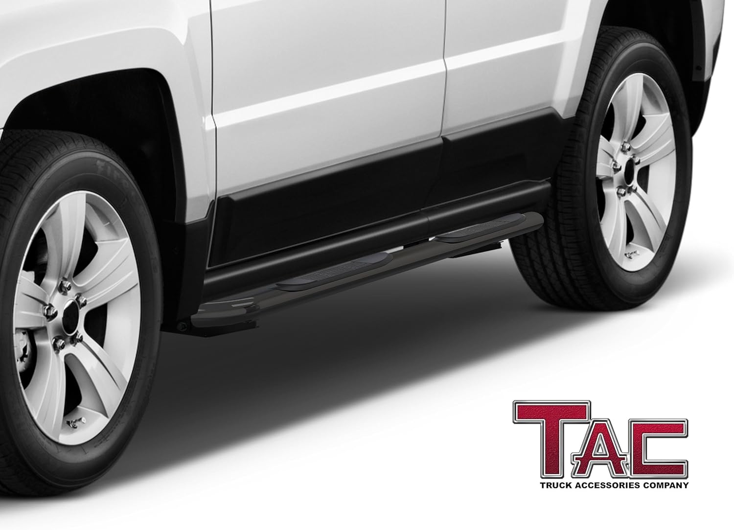 TAC Running Boards Compatible with 2007-2015 Jeep Patriot | Side Steps Side Bars Nerf Bars Step Rails| Off Road Automotive Exterior Accessories | Black (2pcs)