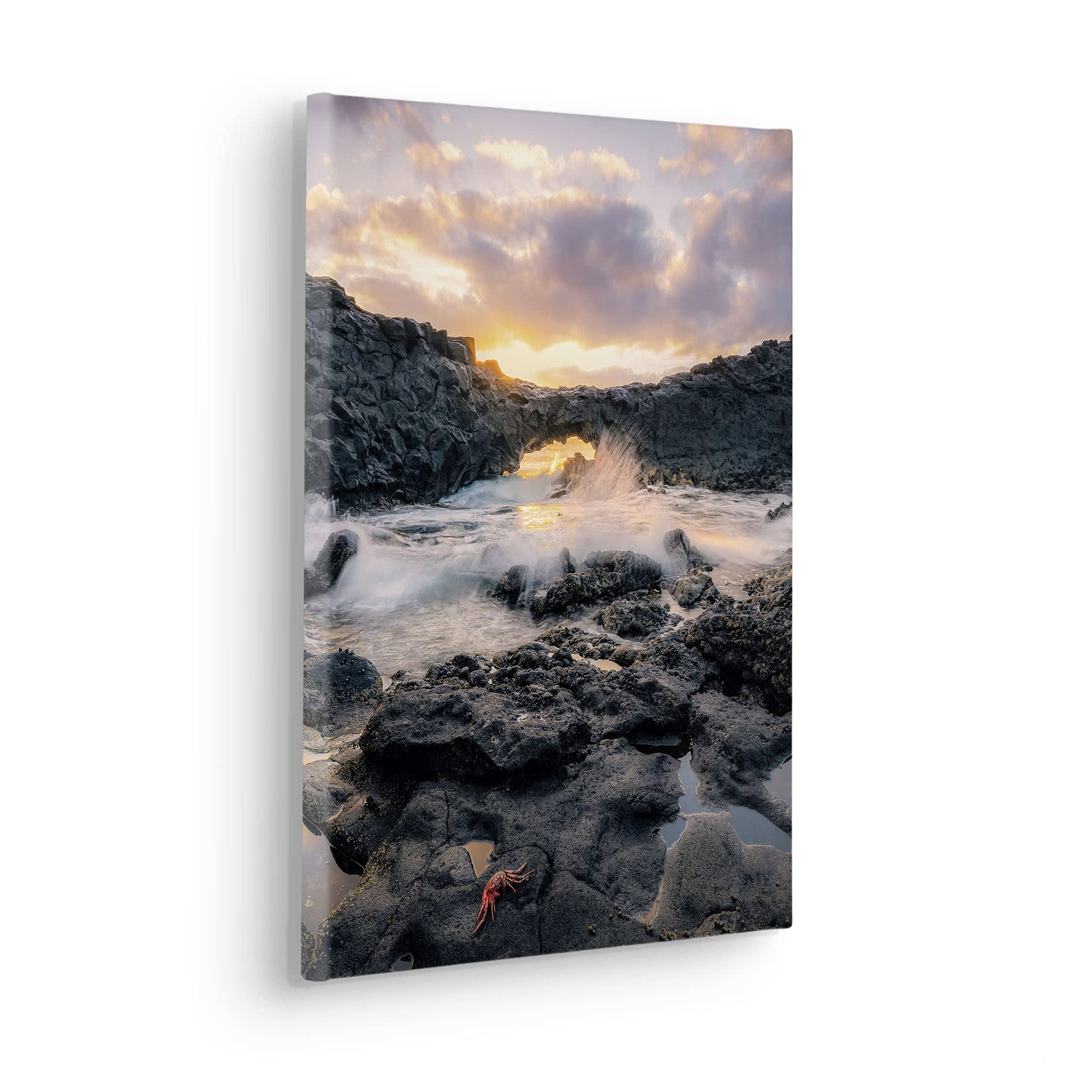 Komar Jungleflair - Quadro su tela con cornice in vero legno, dimensioni 90 x 60 cm, motivo: paesaggio, soggiorno, camera da letto
