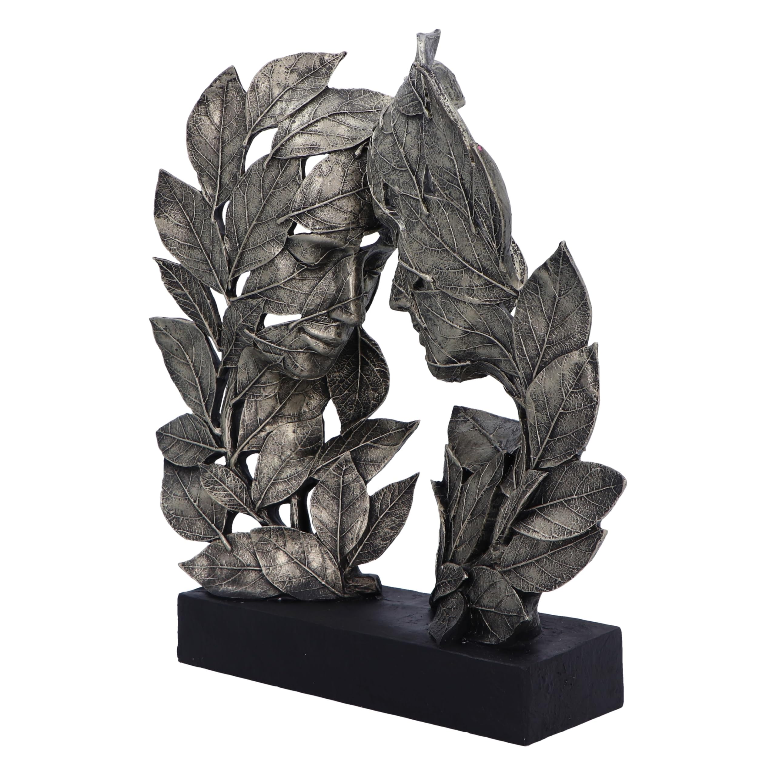 Nemesis Now Natural Emotion – Amor 31 cm, Resina, Plata, Cabezas Tocando Hojas, Escultura, Boda o día de San Valentín, Ideal para los Amantes de la Naturaleza y el Arte, Fundido en la Mejor Resina, | Resina, escultura de hojas tocando cabezas, regalo de b