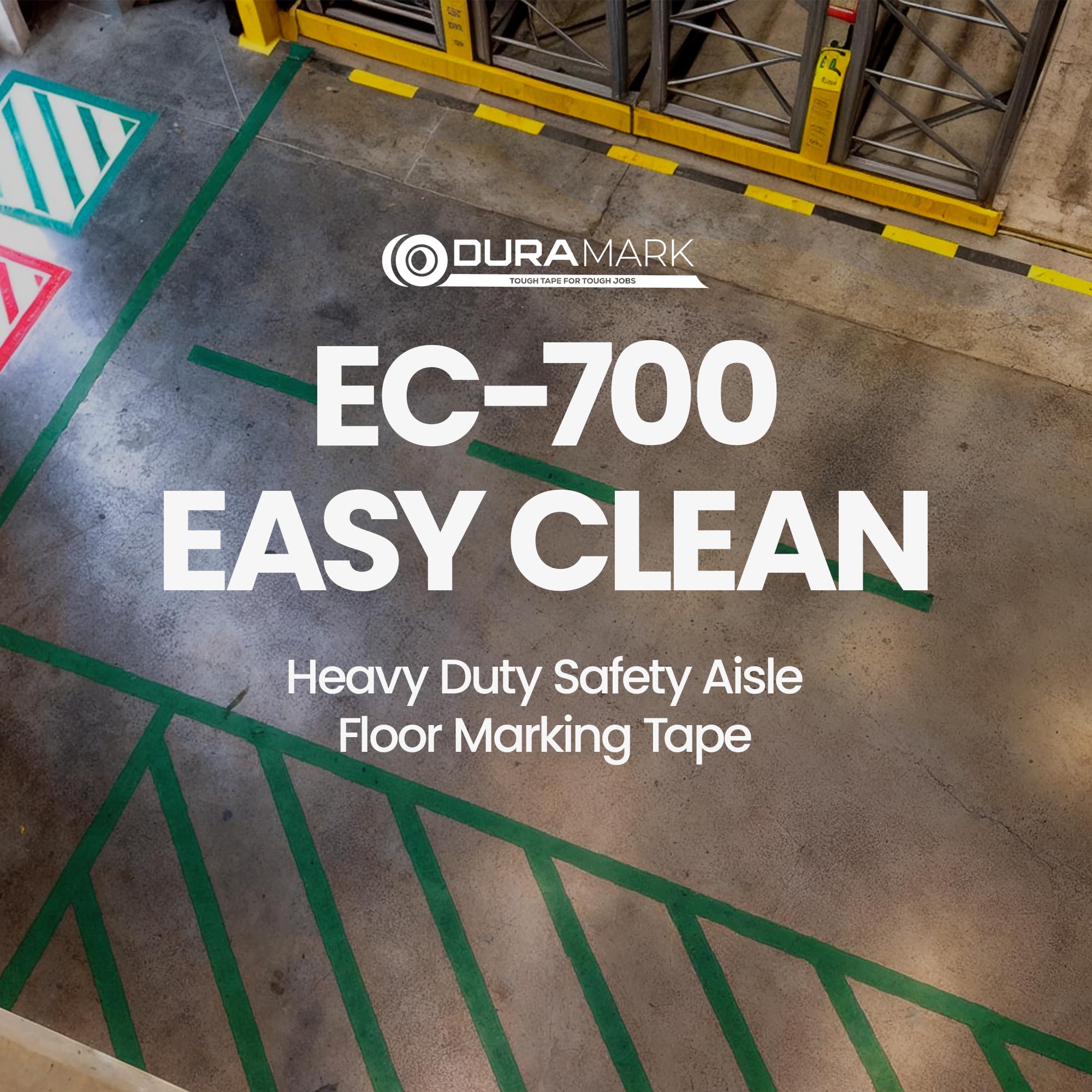 EC-700 Easy Clean – zielona wytrzymała taśma do znakowania podłóg do asfaltu, betonu, chodnika i większości gładkich powierzchni, grubość 60 mil (10 cm na 108 stóp na rolkę)