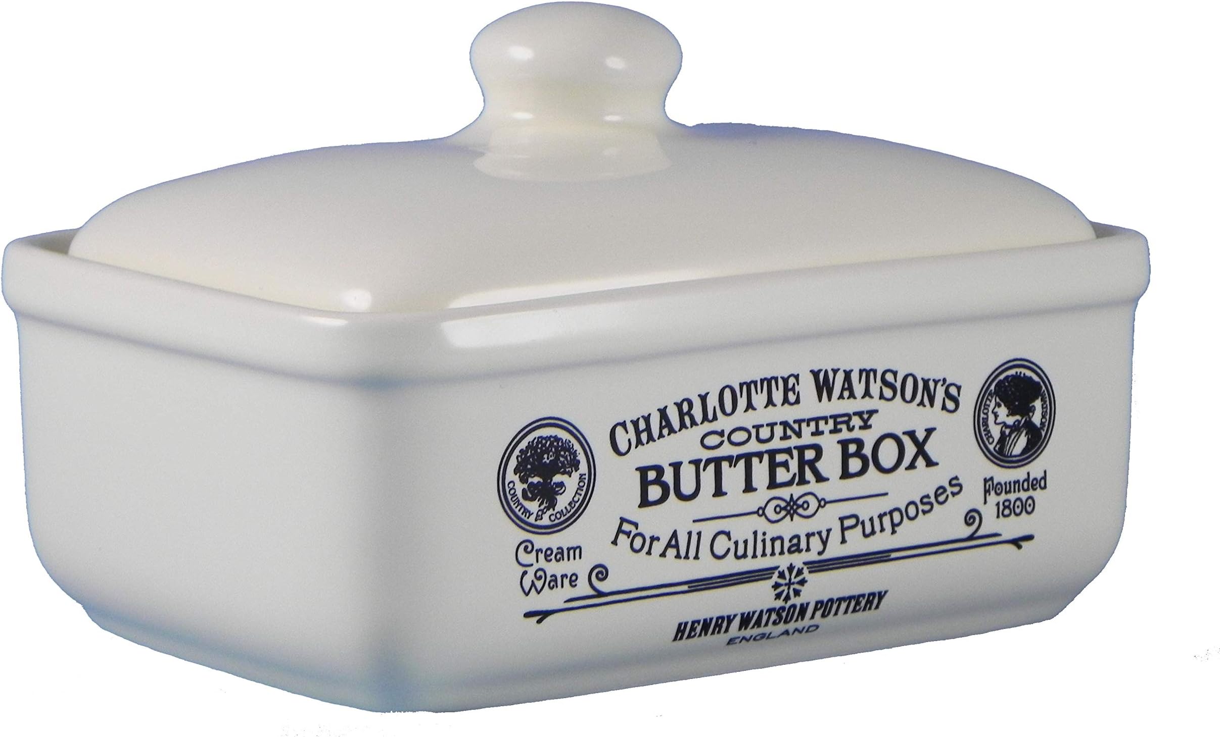 Henry Watson Potteries 646 Charlotte Watson Ceramic Butter Box, Cream, 8 x 13 x 9.5 cm