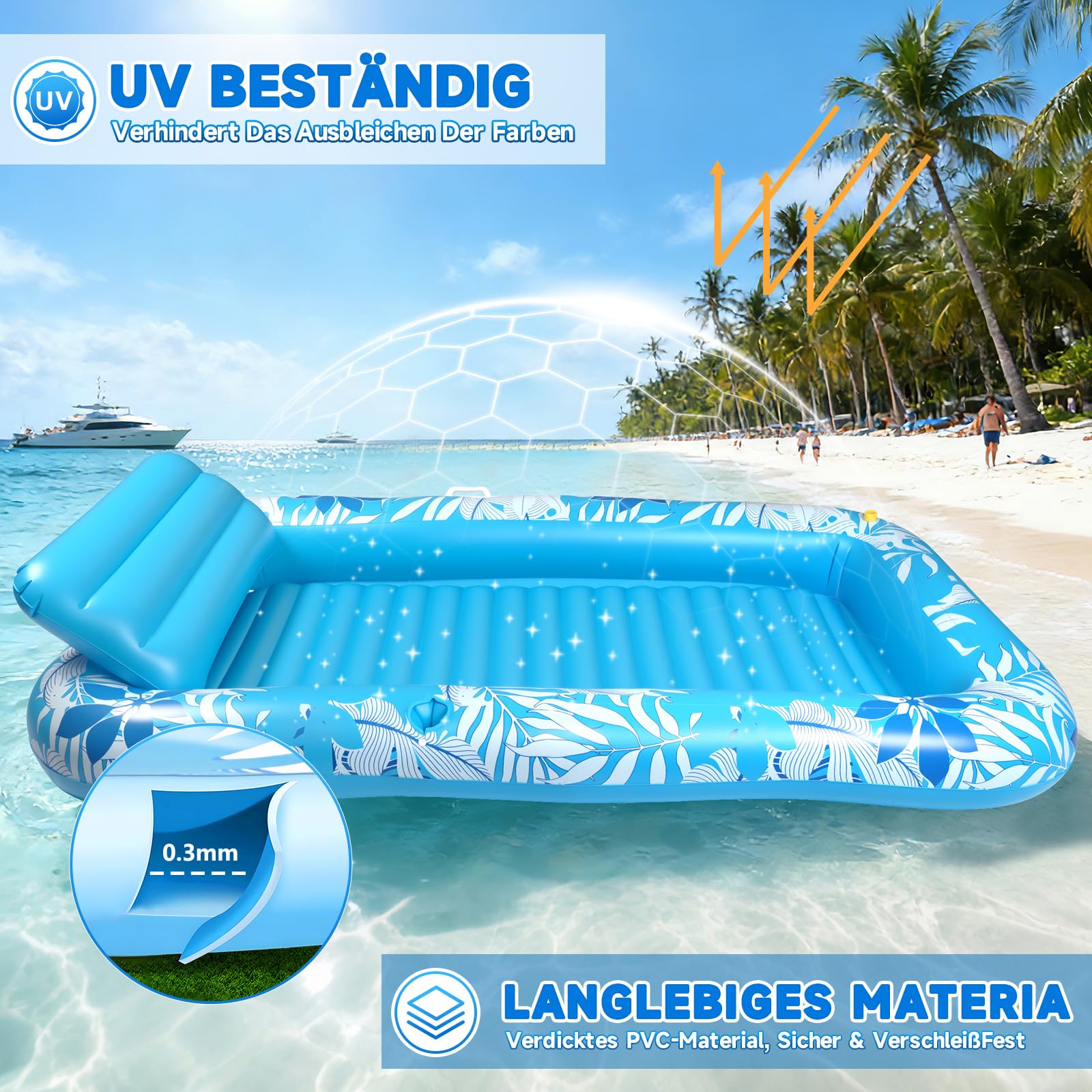Colchonetas Piscina Adultos, Flotador Inflable Piscina Aspersor 210 × 130 cm, Colchoneta Hinchable Piscina - Cojines & Posavasos, Tanning Pool Piscina, Jardín, Césped, Playa