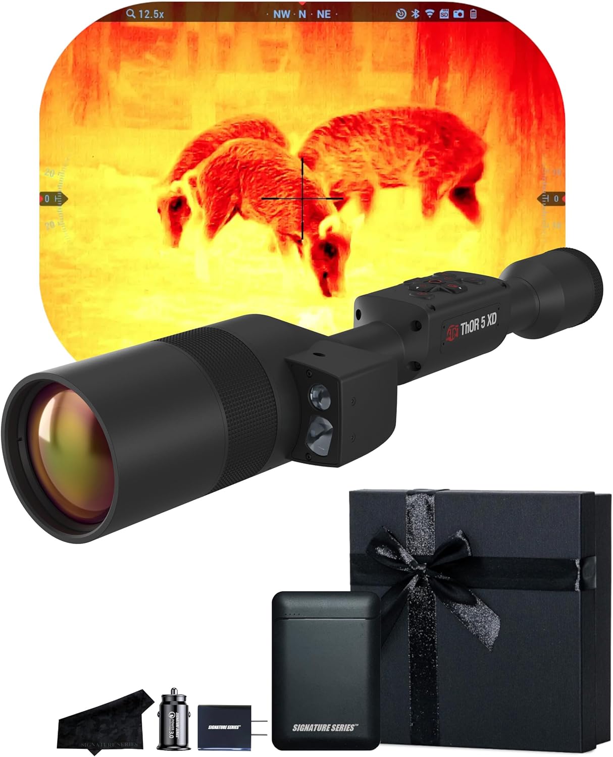 ATN Thor 5 XD LRF 1280 Smart HD Thermal Scope with 1280x1024, 12 Micron Sensor | Magnification, Built-in Laser Rangefinder, Full HD Video Recording, Smooth Zoom | Exclusive Signature Series Kit