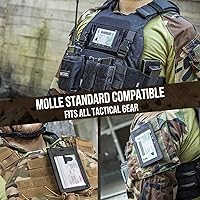Vista 7 de OneTigris Tactical ID Card Holder Hook & Loop Patch Badge Holder Neck Lanyard Key Ring and Credit Card Organizer (Black)