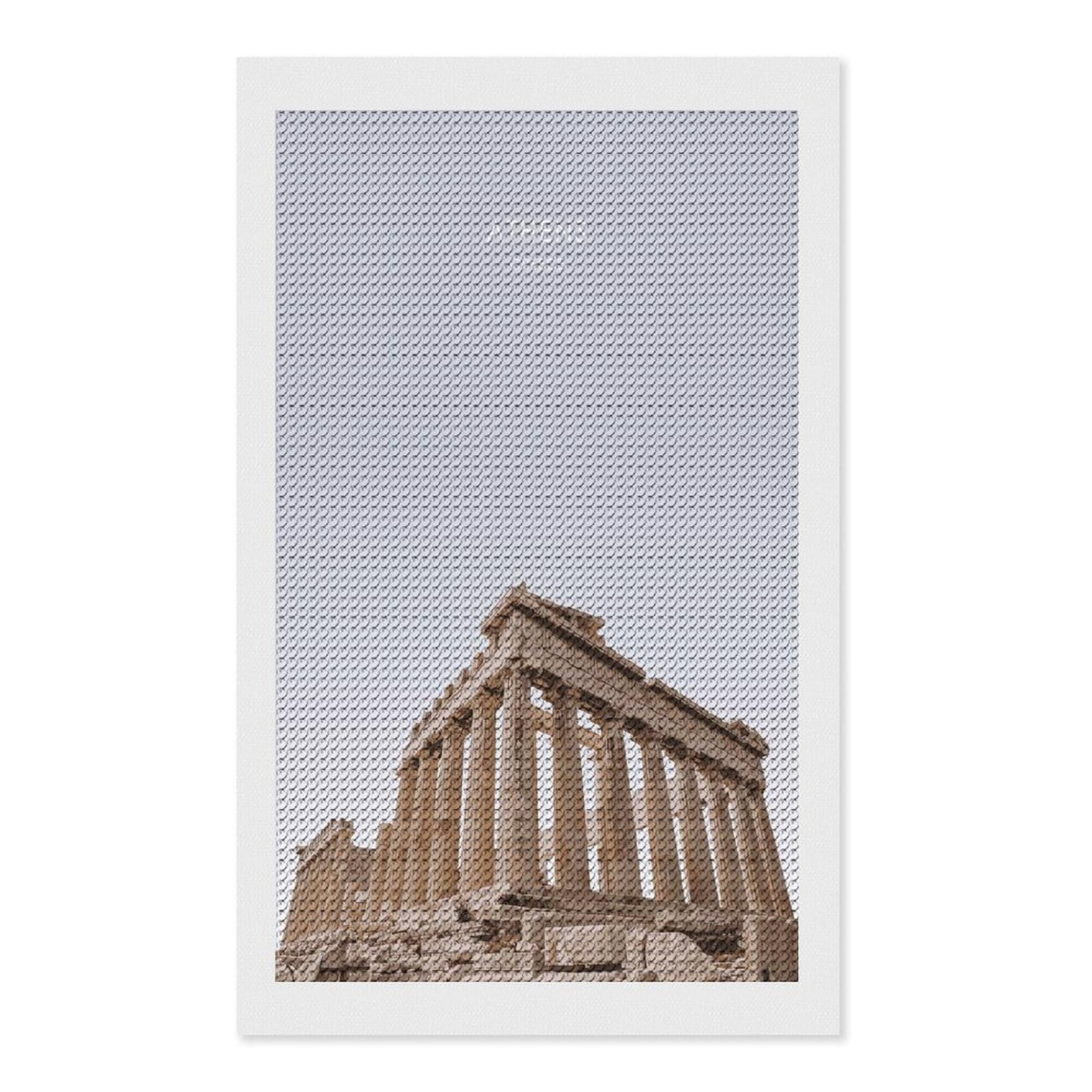 Junmoney Athens Acropolis Artwork Diamond Art Canvas 12"x20", Full Kit Included, Bedroom Decor, for Beginners, Thoughtful Handmade Gift