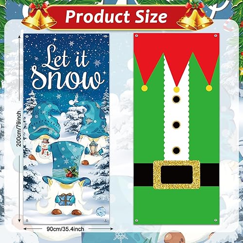 Miniatura 2 de 2 piezas de decoración de puerta de Navidad, decoración de puerta de Navidad, elfo de Navidad Let It Snow, gnomos de invierno, decoración de puerta,