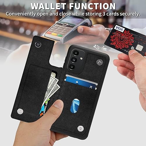 Miniatura 3 de EDGFRTOIO Funda para Samsung Galaxy A13 5G con tarjetero y protector de pantalla, funda de piel con tapa para tarjetas incorporadas, función atril,