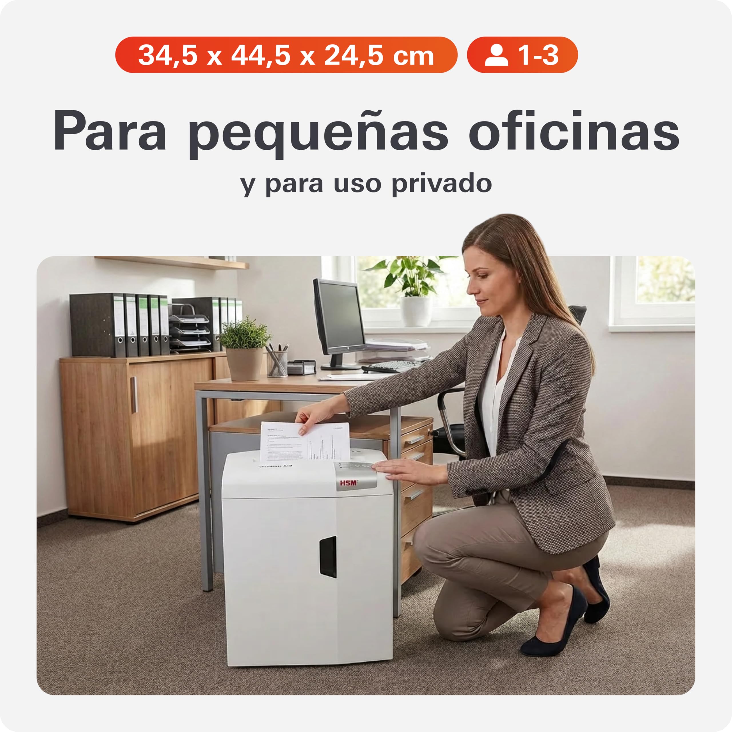 HSM shredstar X10 - Destructora de documentos, 4x5x30 mm, color blanco plata | Volumen de recogida 20 l, partículas,