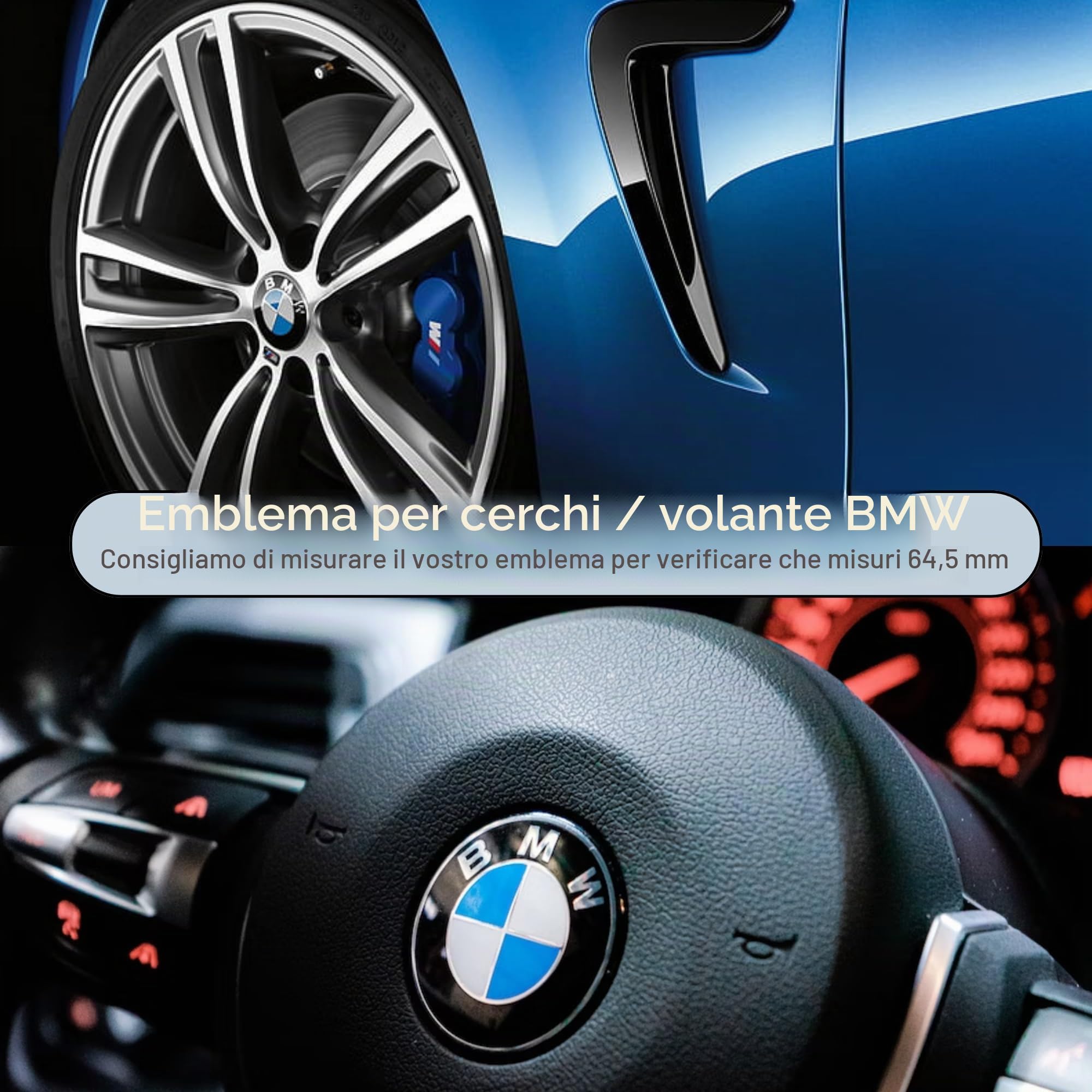 BMW vera ruota centrale per emblemi adesivi decalcomanie di 64,5 mm -, Prezzo per 1 simbolo (36136767550)