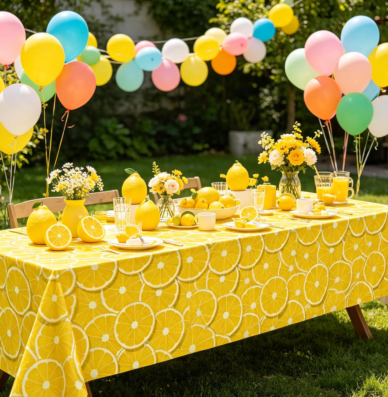 4 Pack Lemon Tablecloth Lemons Summer Party Tablecover Rectangle Table Cover 51 x 86 " Yellow Lemonade Disposable for Lemon Theme Birthday Party Wedding Shower Supplies Lemonade Table Decorations
