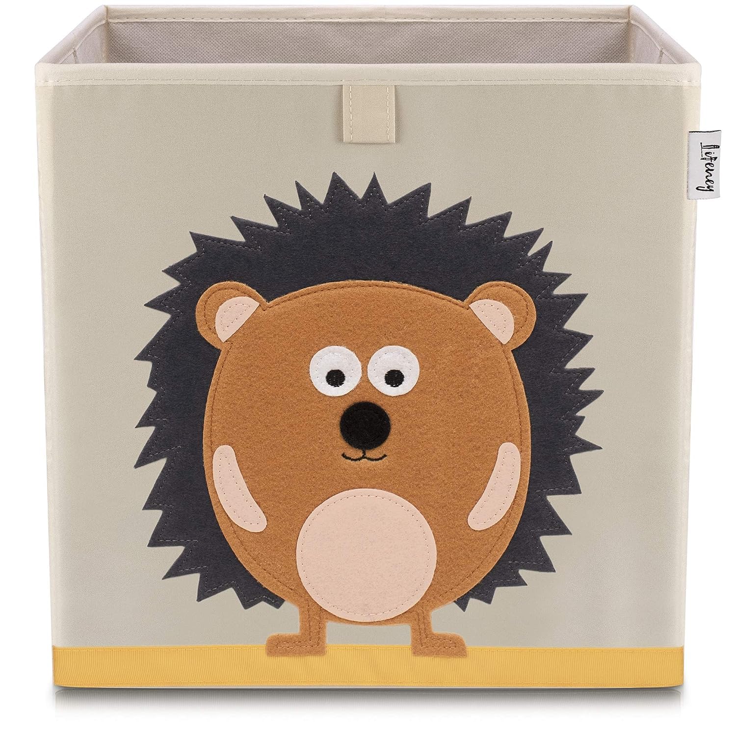 LIFENEY Aufbewahrungsbox mit Igel Motiv I Spielzeugbox mit Tiermotiv passend für Würfelregale I Ordnungsbox für das Kinderzimmer I Aufbewahrungskorb Kinder