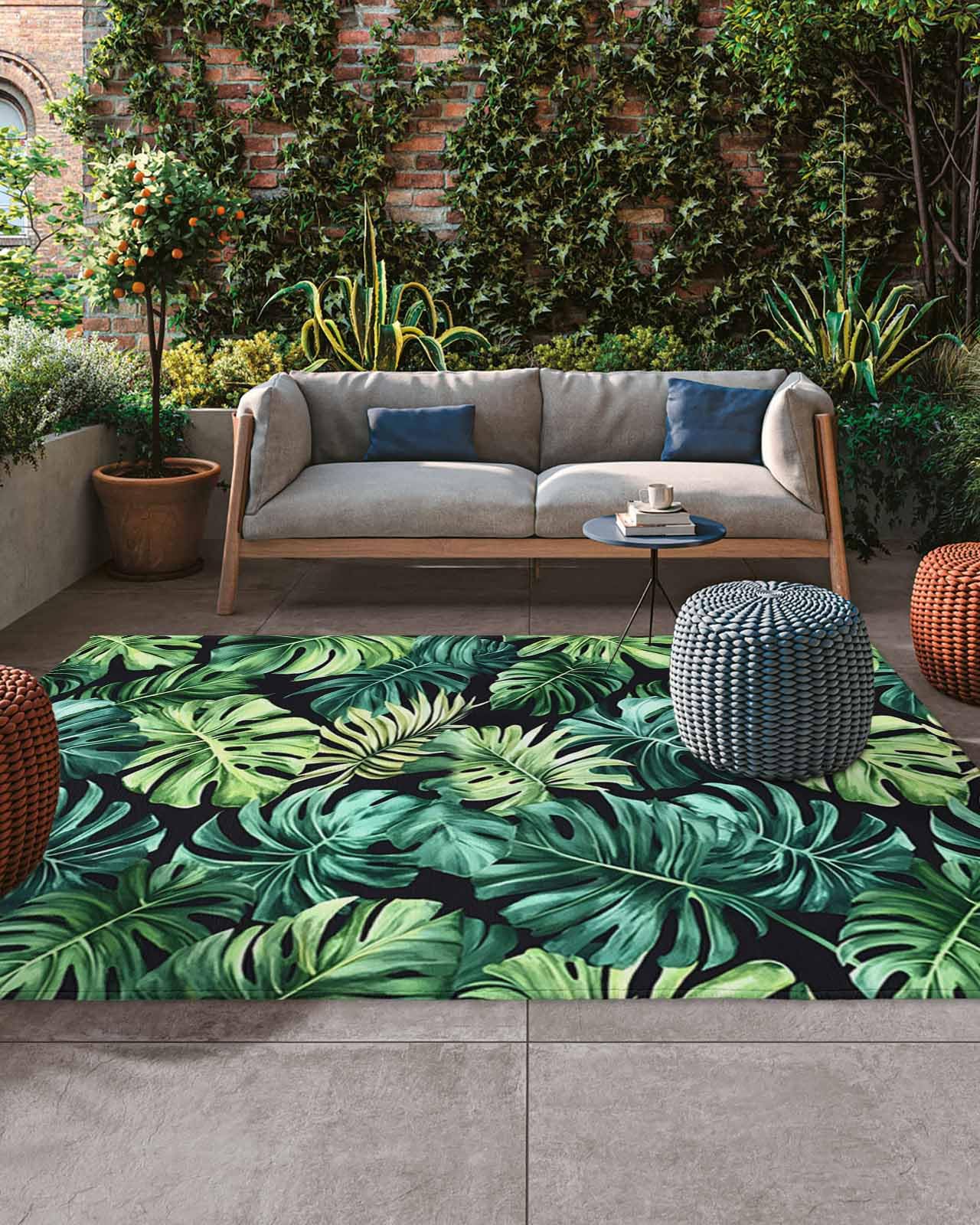 Amazon.com: nqOlkjepod Outdoor Rug 4x6 Ft, Palm Leaf Large Area