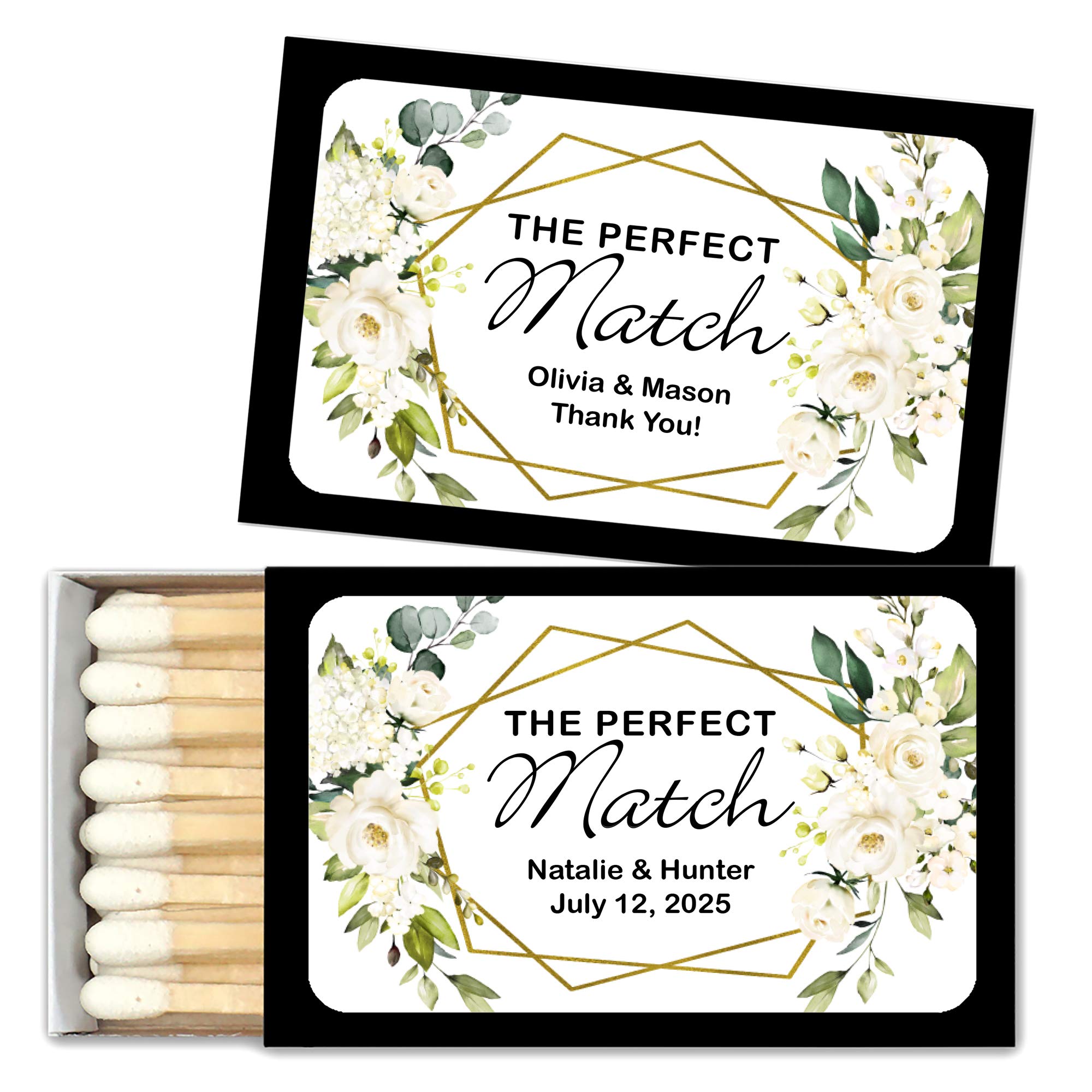 Buy Geometric Floral Perfect Match Personalized Matches for Wedding