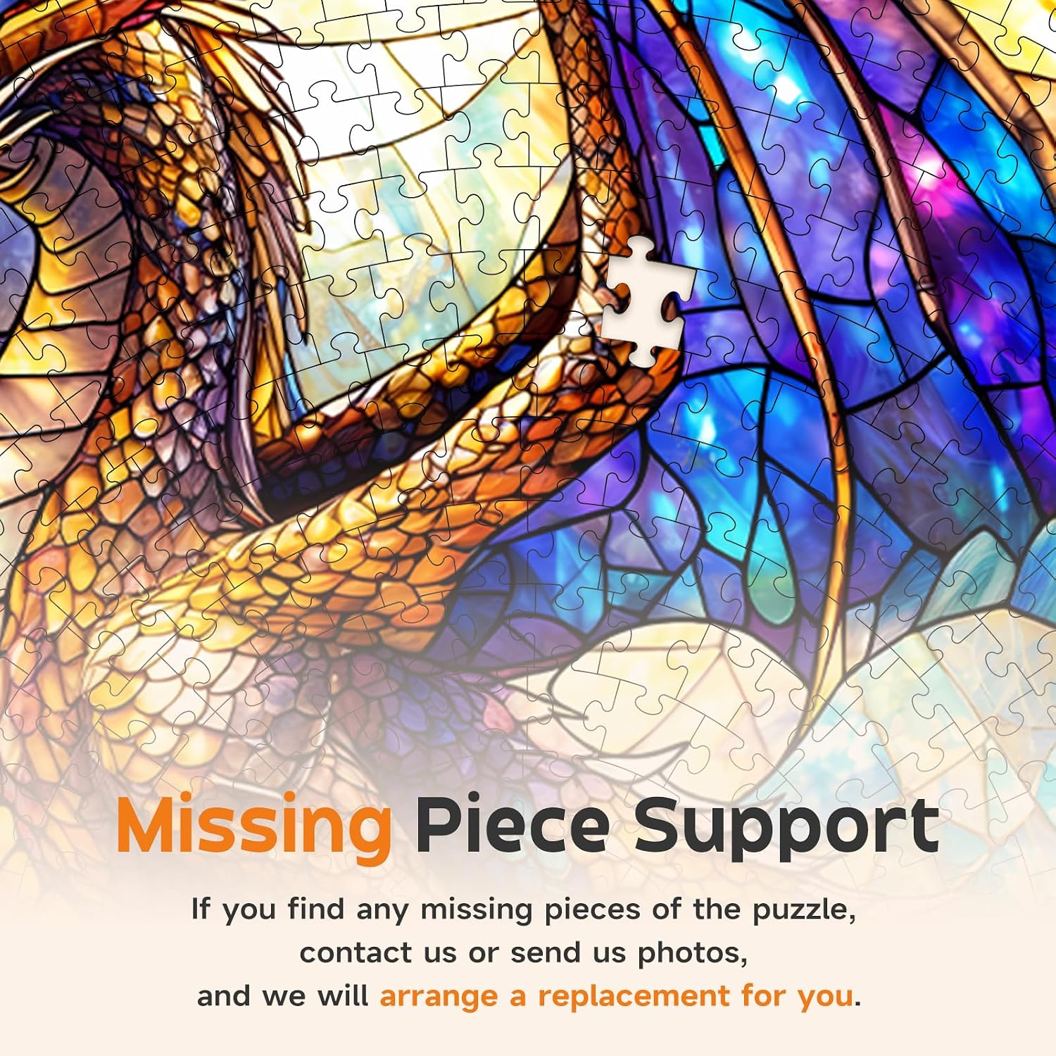 Stained Glass Puzzles for Adults 1000 Pieces - Guardian Dragon, 26.6 x 26.6in Impossible Hard Challenging 1000 Piece Mosaic Puzzles, Colorful Birthday Holiday Party Home Decor Gift