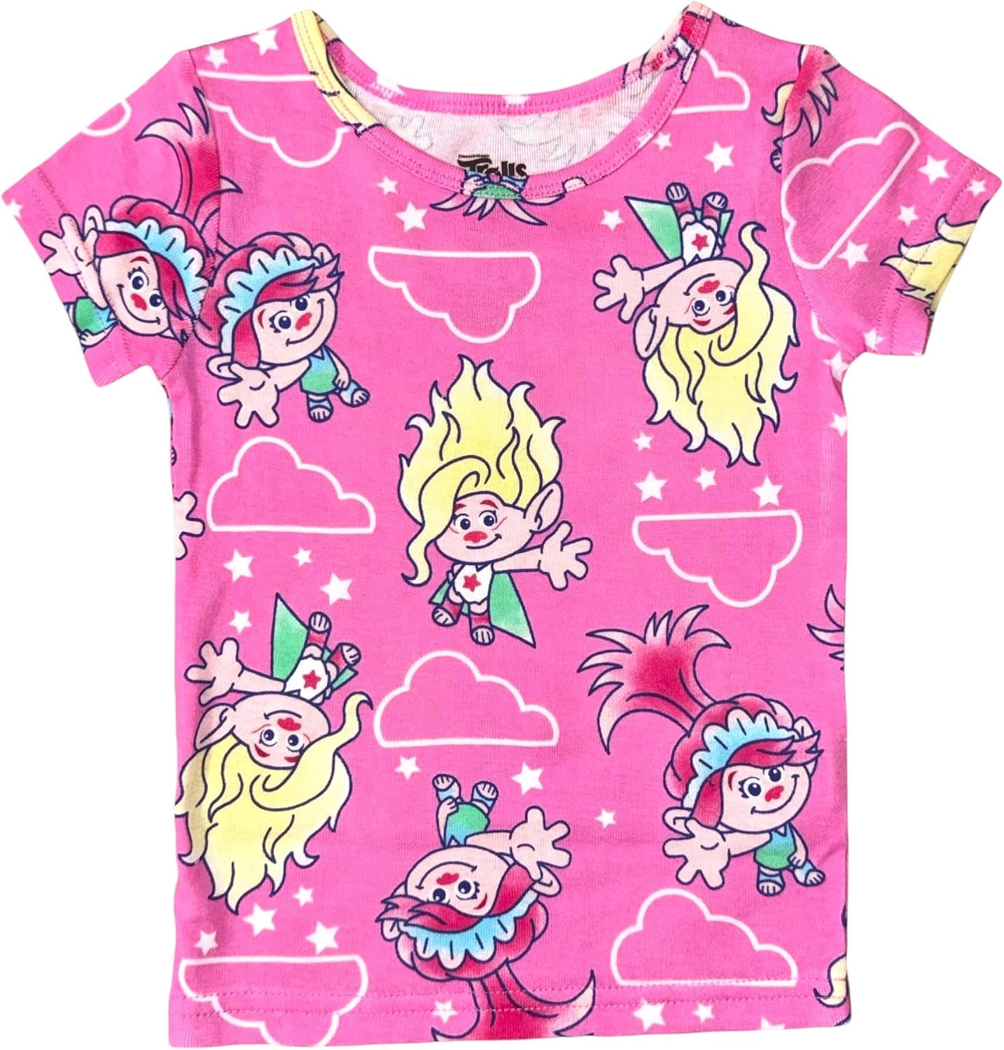 DreamWorks Trolls Girls' 4-Piece Pajama Set – Short Sleeve Tops, Shorts, and Pants – Character Sleepwear