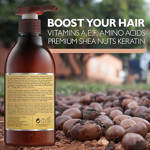 Miniatura 2 de Champú para cabello dañado con máscara de manteca de karité africana pura, para cabello seco dañado, tratamiento profesional de queratina, sin