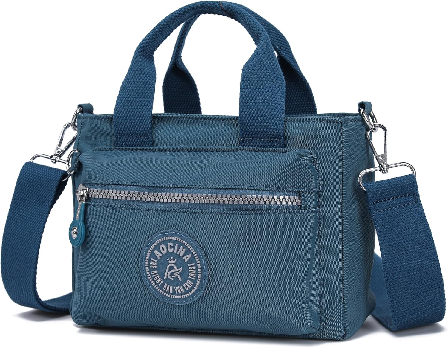 AOCINA Small Tote Bag With Zipper Mini Nylon Crossbody Bags for Women Work Everyday Multi Pocket Lightweight Satchel Purse - Image 8