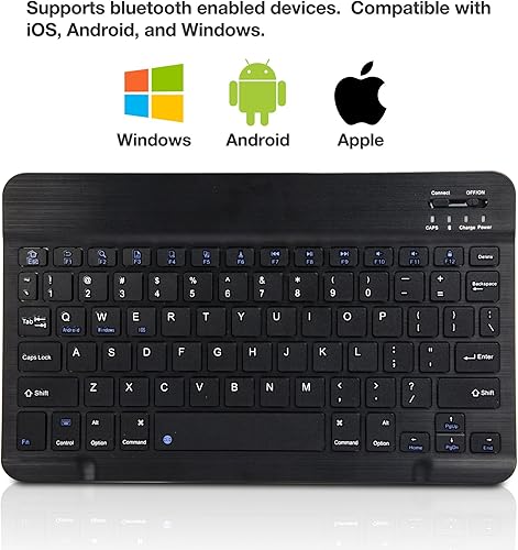Miniatura 5 de BoxWave Teclado compatible con Chuwi HiPad Pro - Teclado Bluetooth SlimKeys, teclado portátil con comandos integrados - Negro azabache