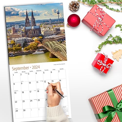 Miniatura 4 de RED EMBER Calendario mensual de pared colgante de Alemania 2024  12 x 24 pulgadas abierto  Papel grueso y resistente  Regalar  Castillos de viaje