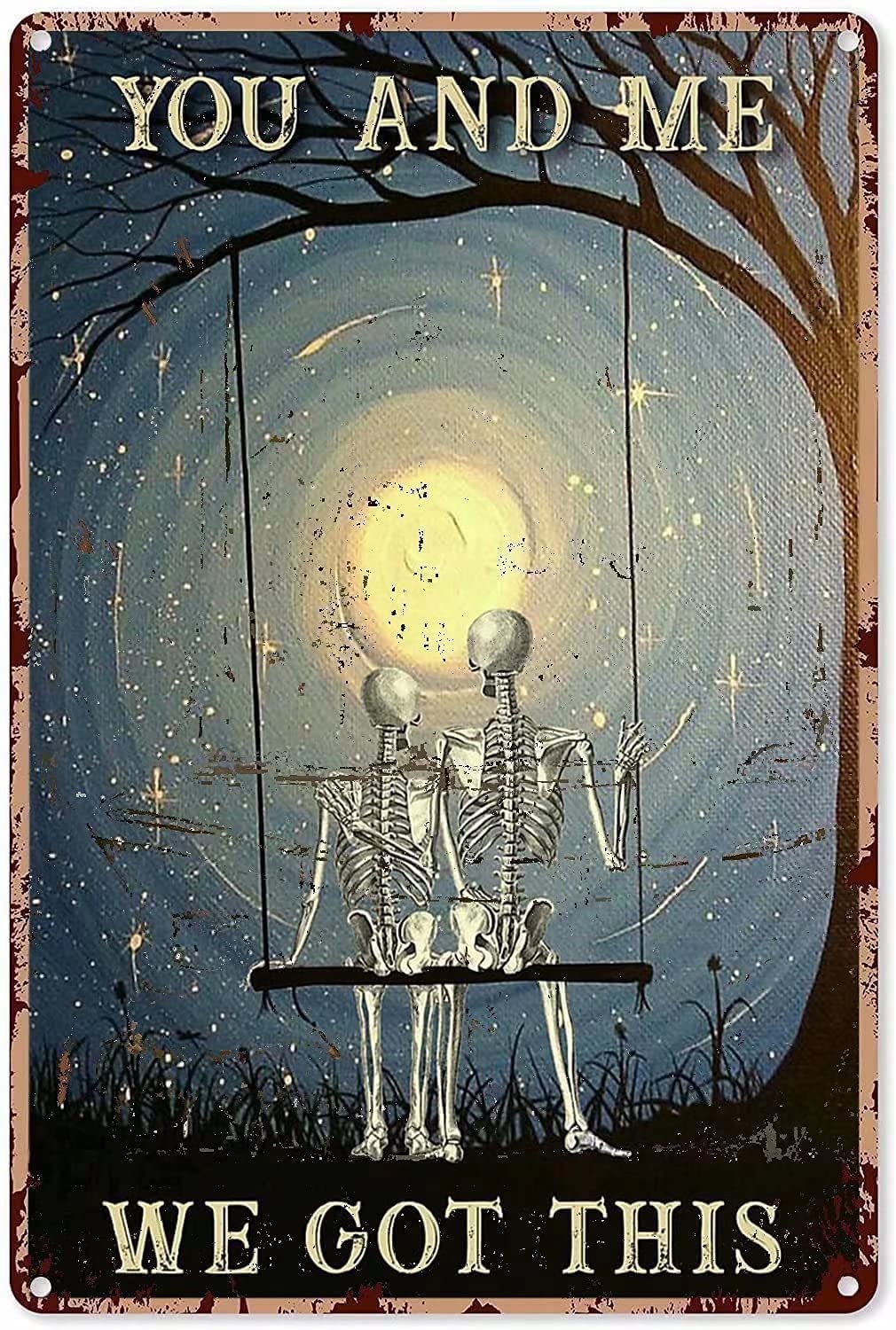 Tin Sign Skeleton Companion Vintage Retro Collectible tin Sign Wall Decoration Poster Home bar Restaurant Garage Cafe Art Metal Sign Gift 12x16 Inch