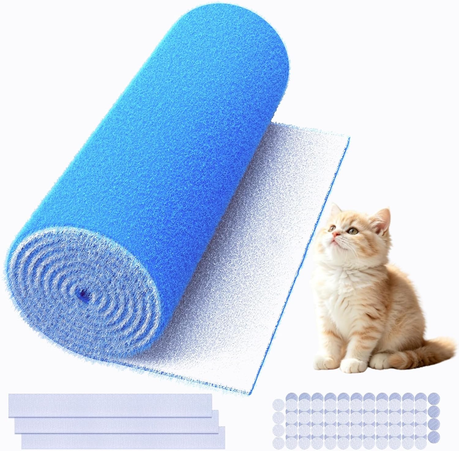Electrostatic Air Vent Filter, 12"x120" Cut to Fit Filter, Blue & White MERV 8 Air Vent Filter for Filters for Home, Ceiling, RV, HVAC Furnace Vent & Refrigeration, Comes with 48 Round Hooks