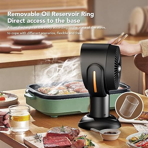 Miniatura 8 de Campana extractora portátil, 5 V, 8 W, 2 velocidades de iones negativos USB, ventilador extractor de cocina de escritorio con filtro extraíble, taza