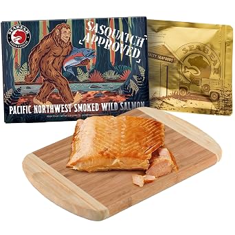 SeaBear Sasquatch Approved Smoked Wild Pink Salmon Gift Box - Wild Caught, Shelf Stable, Ready to Eat, 6 oz Smoked Salmon Fillet from Alaska