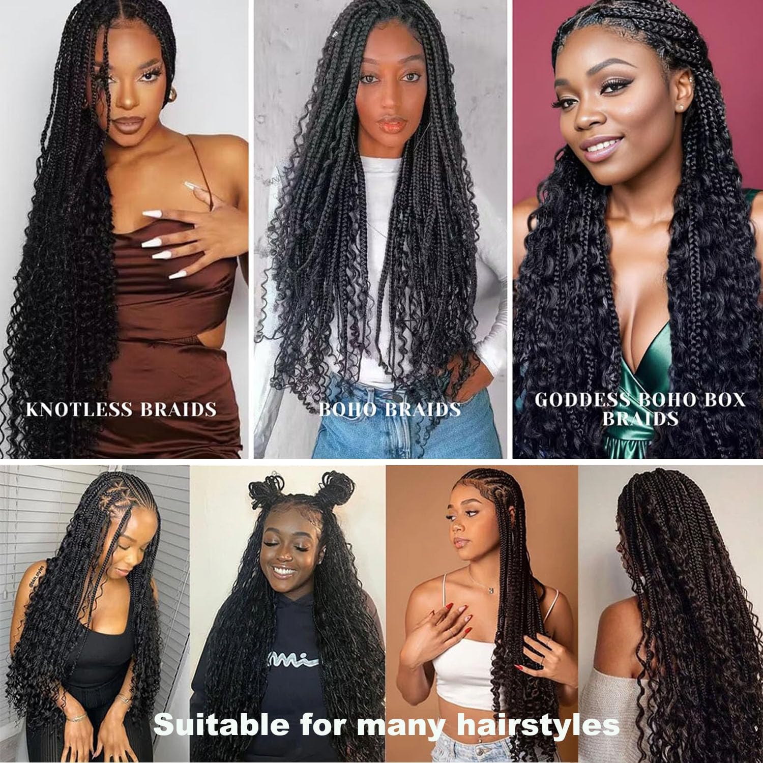 Human Braiding Hair 2 Bundles/Pack 100g Deep Wave Human Bulk Hair for Braiding No Weft 10A Brazilian Virgin Human braiding Hair for Boho Braids Extensions (Natural Color, 14 inch)