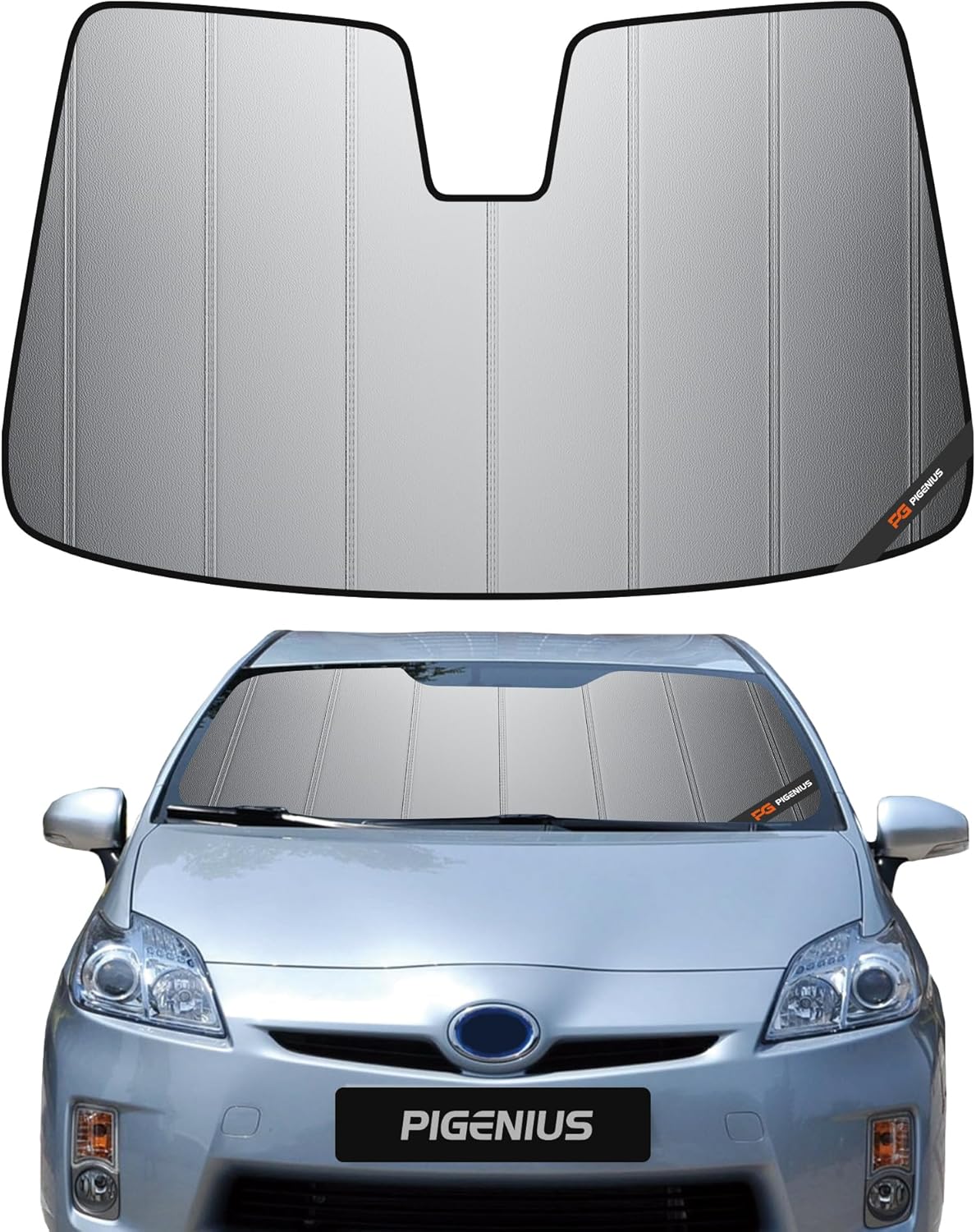 Windshield Sunshade for Toyota Prius 2016-2021 (Gen 4 / XW50) Hybrid, Premium Grey Leather Finish