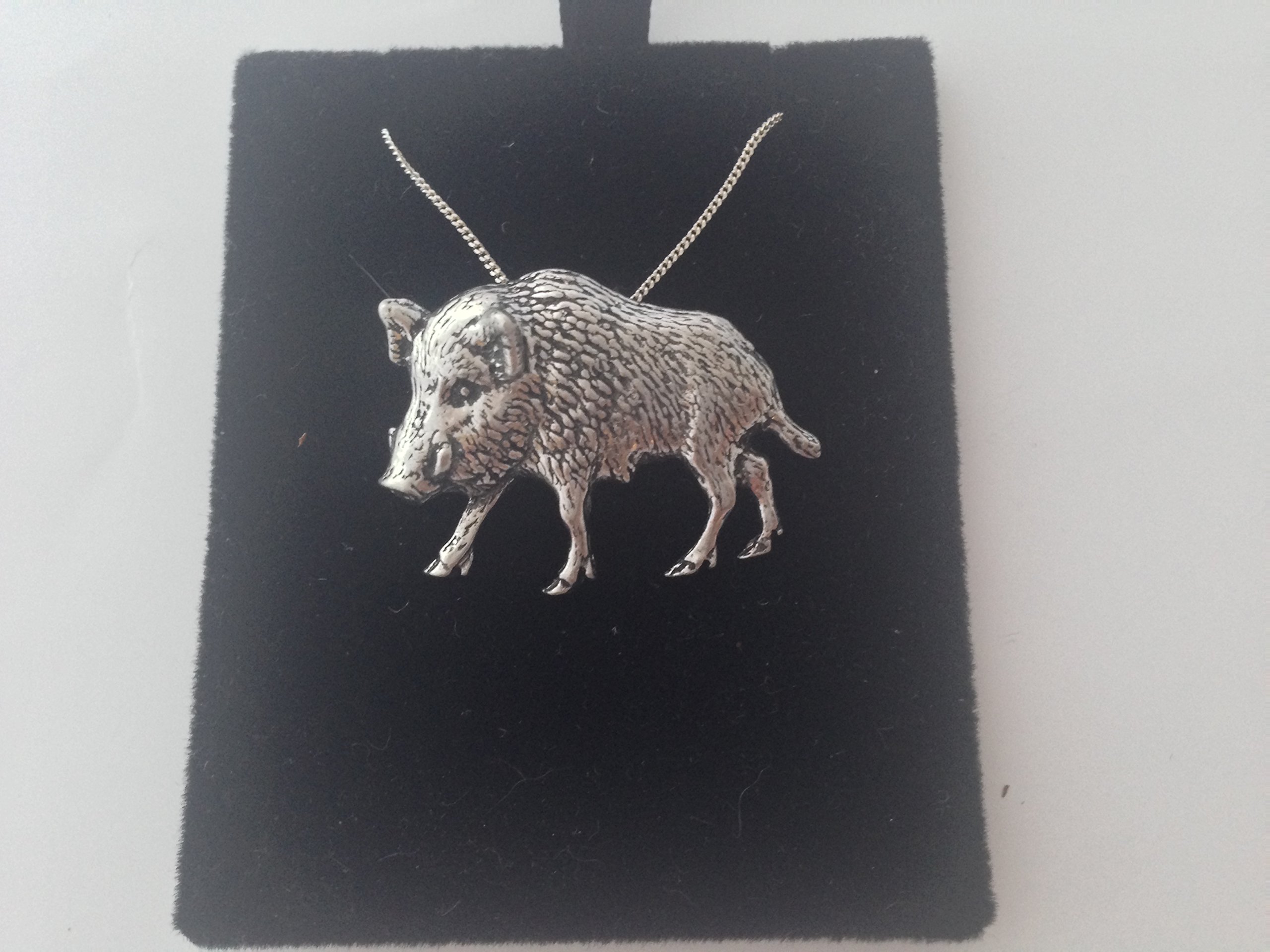 A65 Wildschwein 2 Anhänger echt 925 Sterling Silber Halskette Handarbeit 40,6 cm Kette mit prideindetails Geschenk-Box