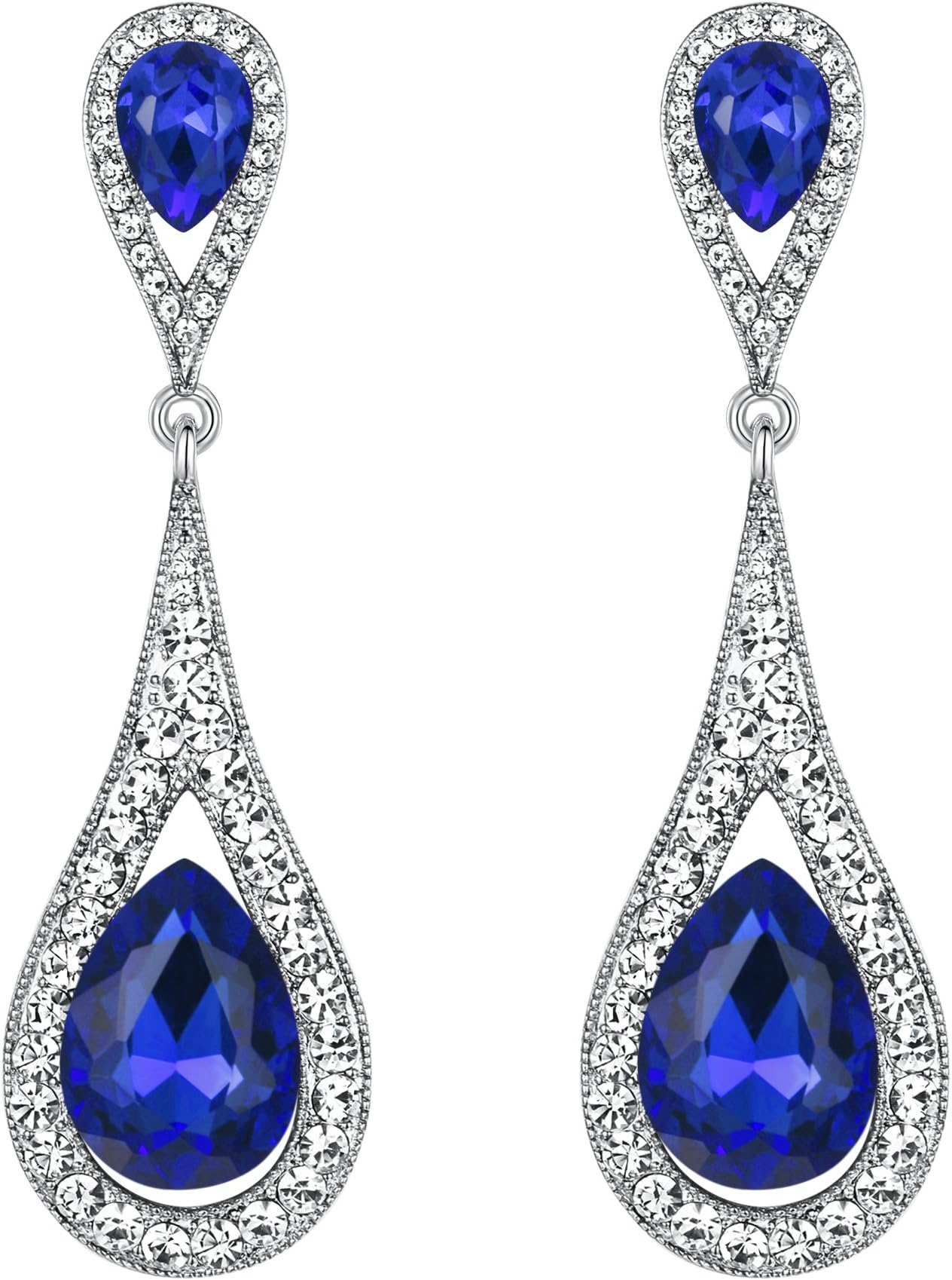 Ever FaithCrystal Teardrop Dangle Earrings for Women Girls, Sparkly Rhinestone Vintgae Statement Drop Pierced Earring Wedding Prom Birthday Party Jewellery for Brides Bridal Bridesmaid