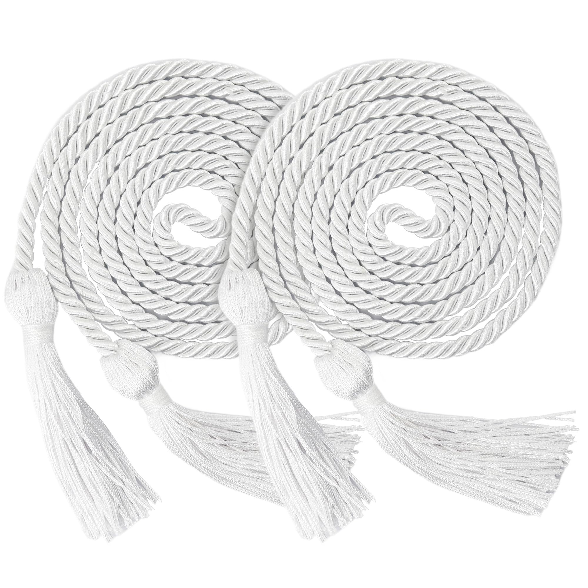 GraduationMall Double Graduation Honor Cords White 68"