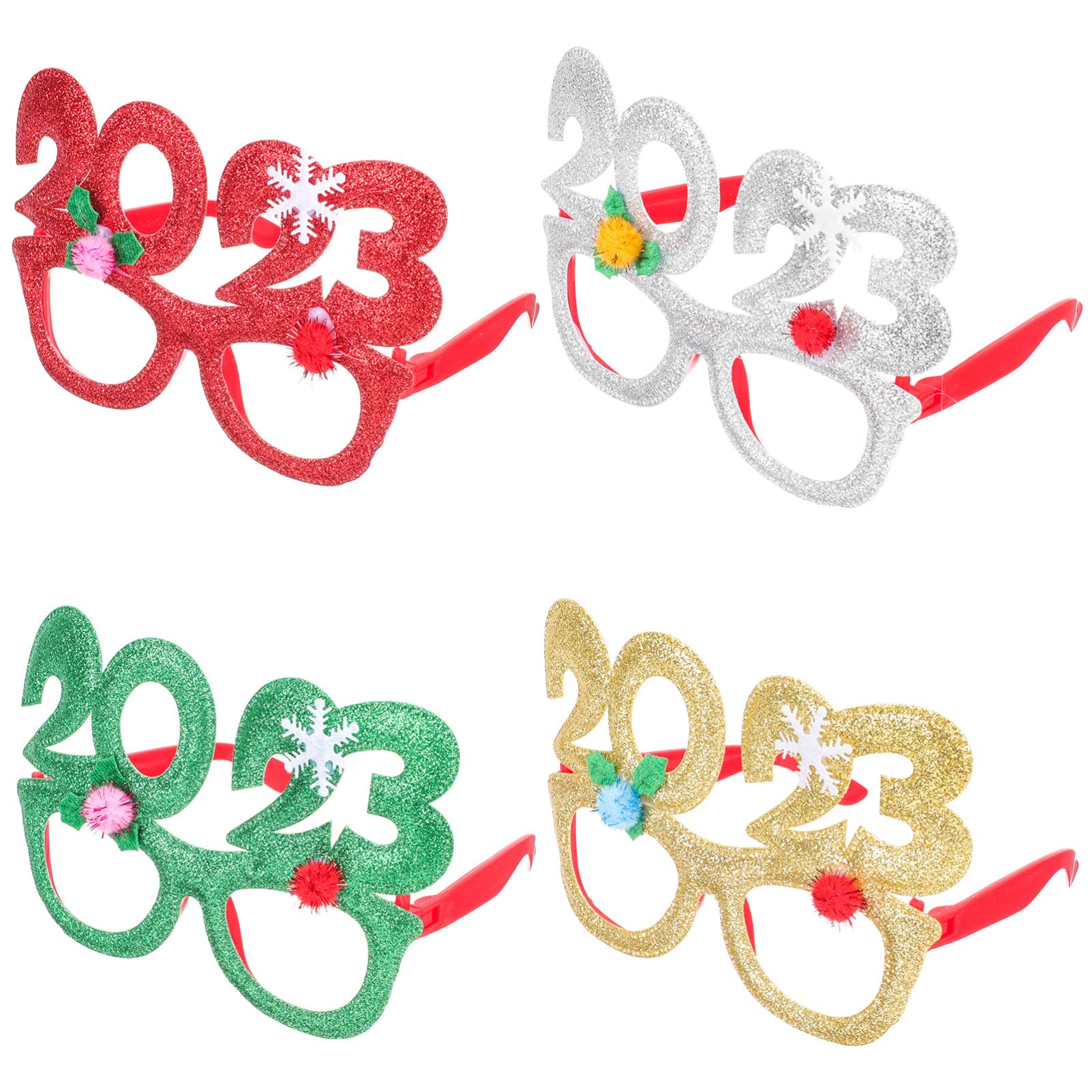 jojofuny 20stücke Neujahrsbrillen Lustige Eyeglasses Als Fotorequisiten Für Weihnachtsfeiern Rot Grün Gold Und Silber Für Partys Und Festliche Anlässe
