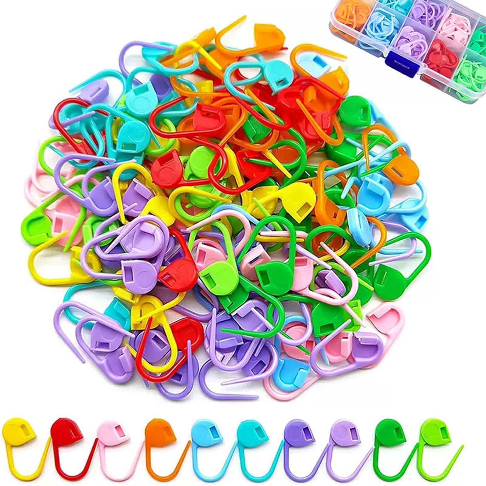 150Pcs Crochet Stitch Marker Knitting Stitch Markers Multi-Color Plastic Crochet Markers for Handwork Knitting Craft with Box(10 Colors)