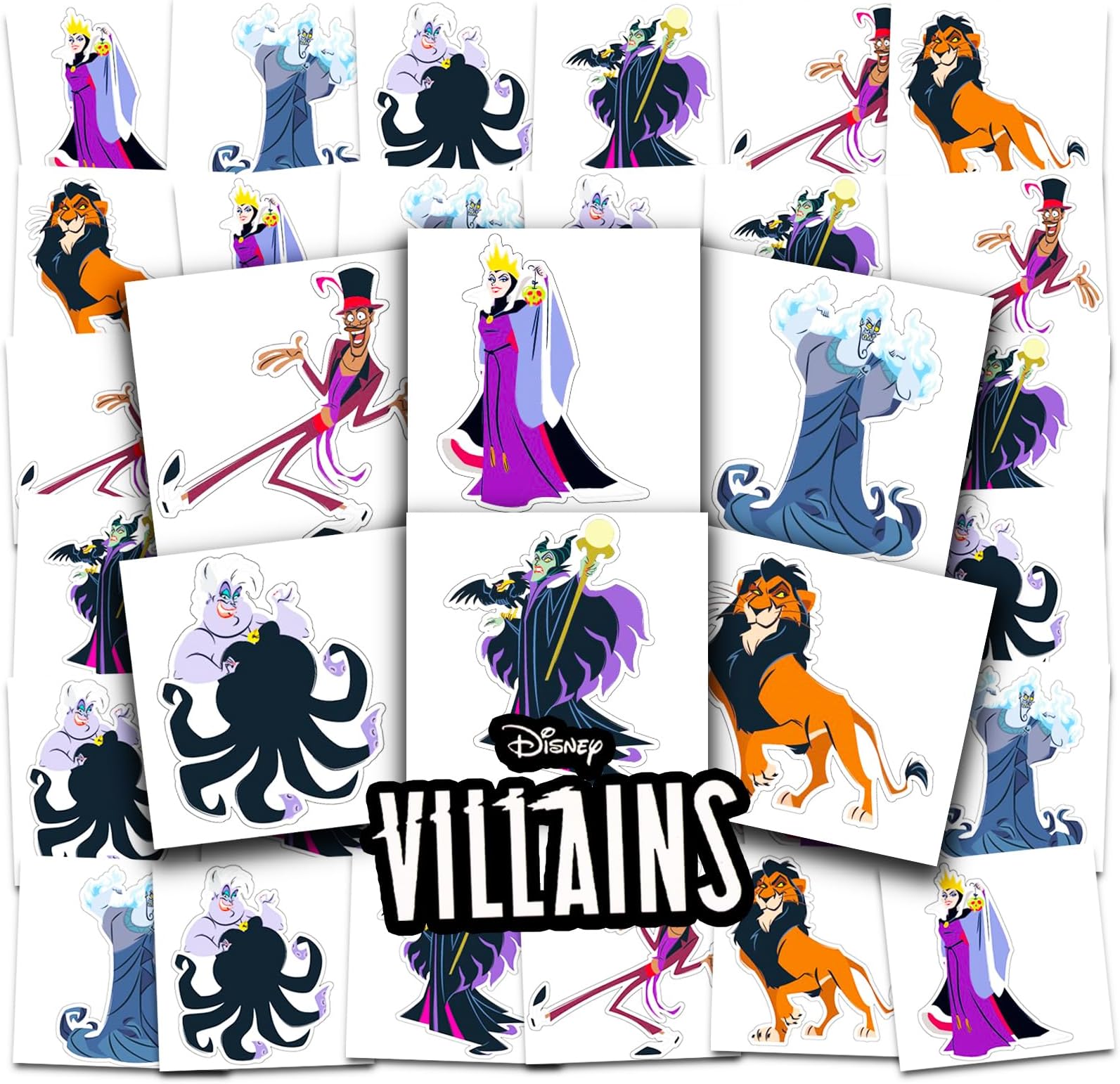 Villains Tattoos Party Favors Bundle ~ 72 Perforated Individual 2" x 2" Villains Temporary Tattoos for Kids Boys Girls (Disney Villains Party Supplies)