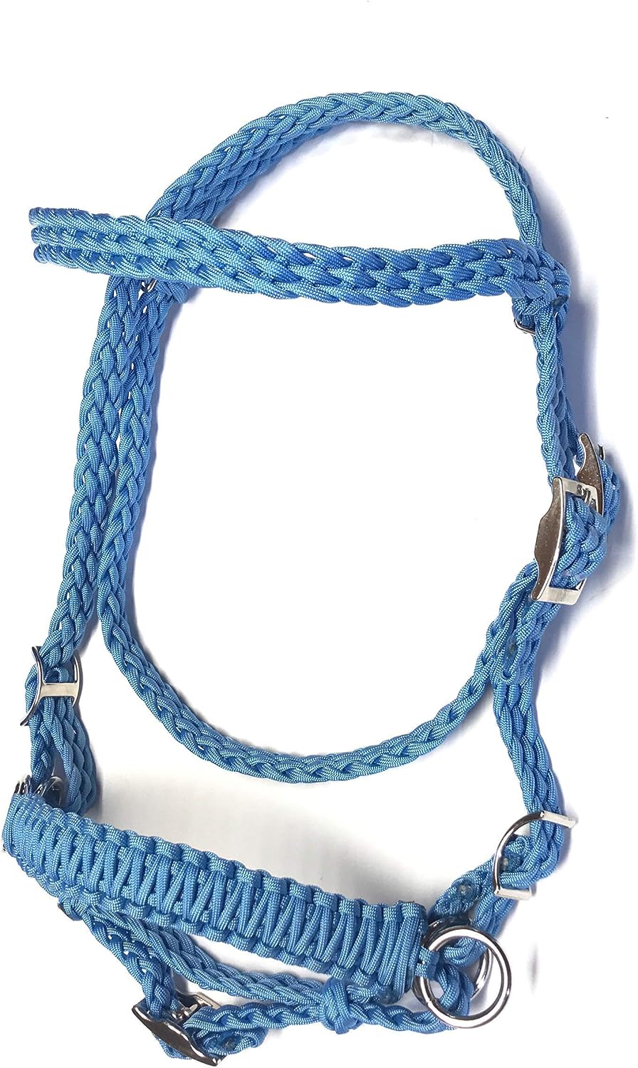 Pony bitless Bridle Horse tack Side Pull Hackamore Light Blue