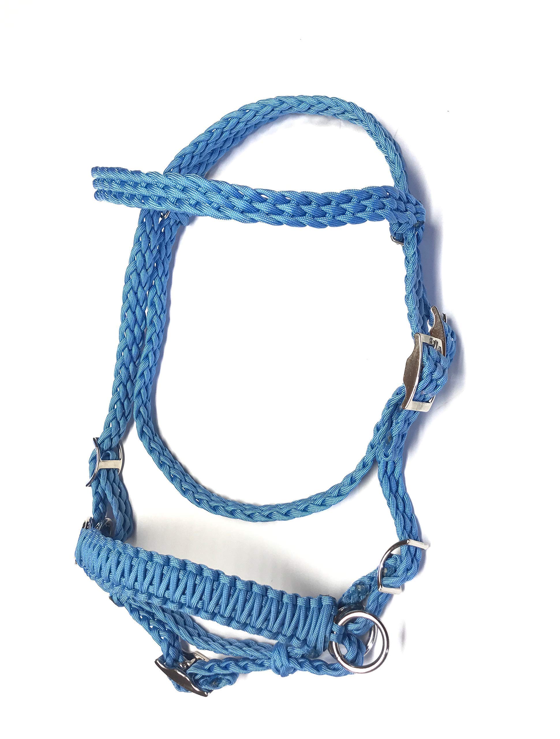pony bitless bridle horse tack side pull hackamore light blue