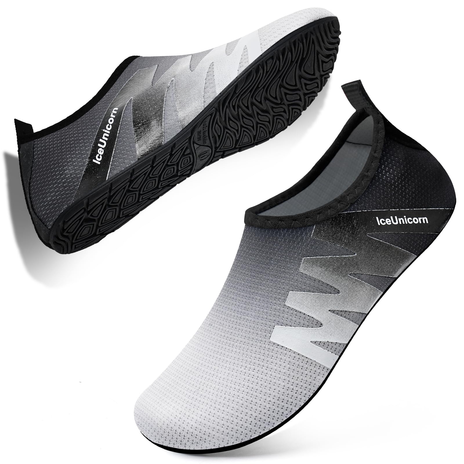 Photo 1 of IceUnicorn Water Shoes Men Women Beach Swim Aqua Barefoot Socks Pool Quick Dry Yoga (Black Grey 38/39)