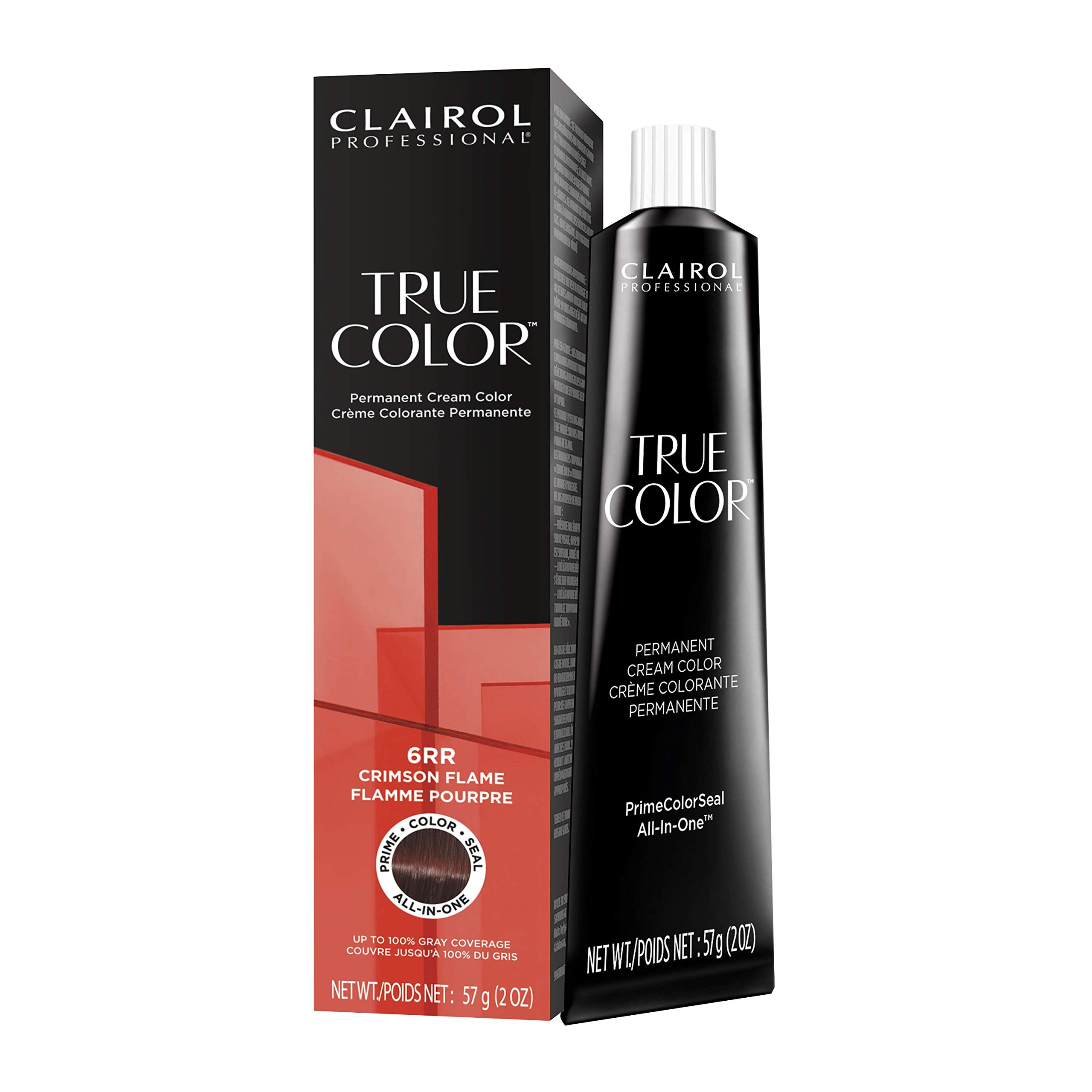 Clairol Professional TRUE COLOR Permanent Cream Hair Color 6RR Crimson Flame, 2 oz.