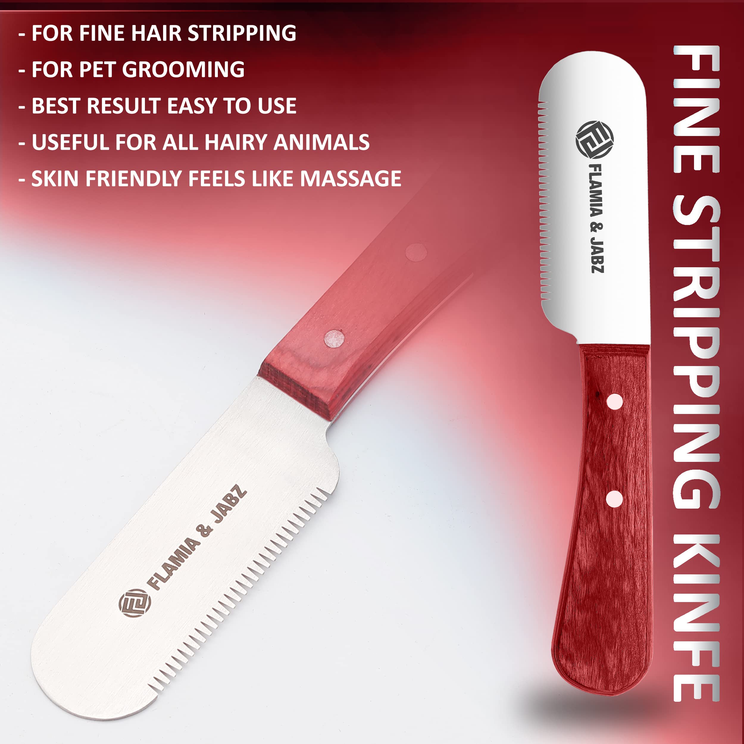 Kit Spelafili FLAMIA & JABZ Per Cani - 6 Pezzi, Manico Legno, Lama Acciaio Inox, Per Destrorsi - Foto 3