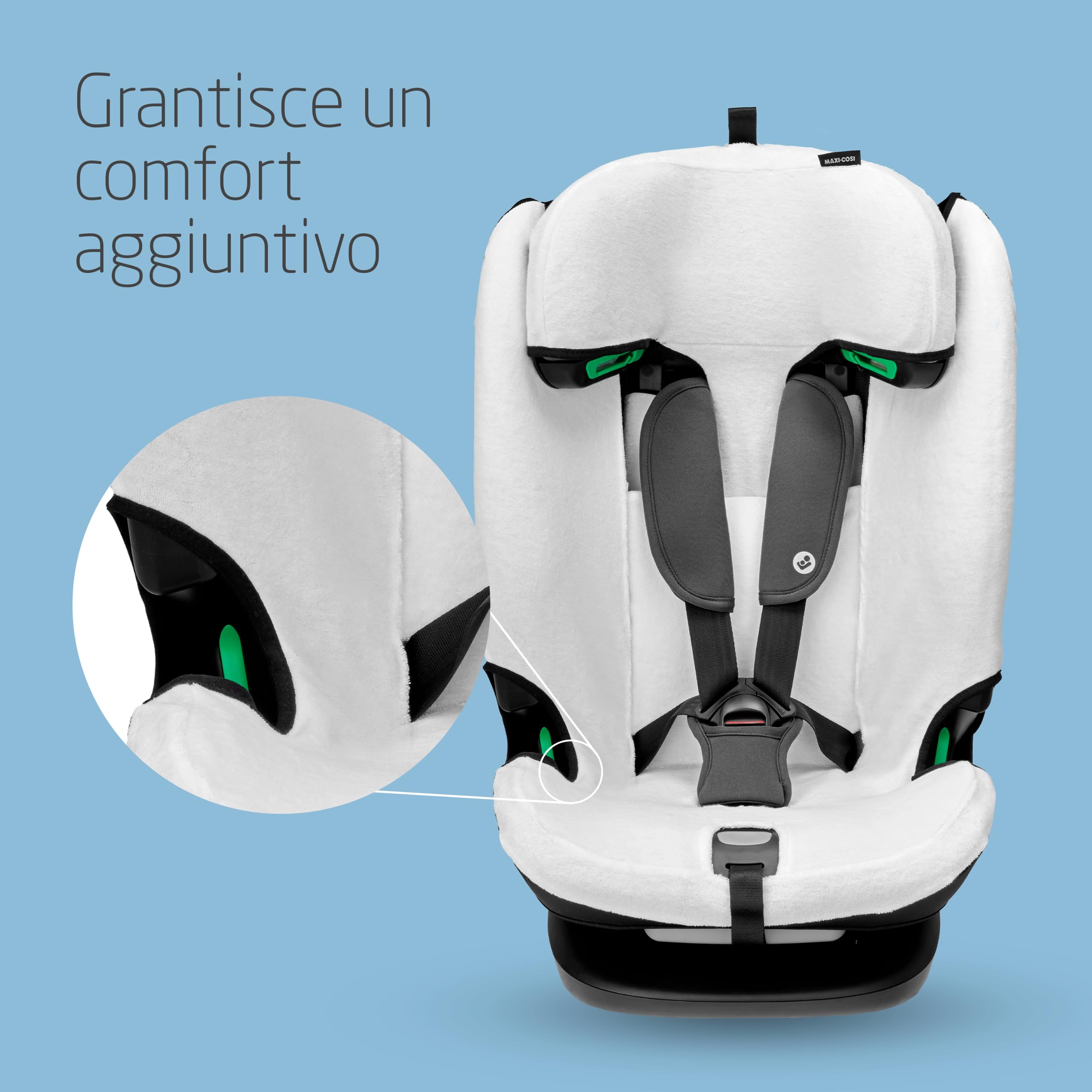 Maxi-Cosi Titan plus I-Size Rivestimento Seggiolino Auto, Fodera Estiva in Cotone, Copriseggiolino Auto per Bambini, 100% Cotone Naturale Traspirante, Lavabile in Lavatrice, Bianco Naturale