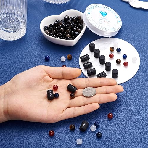 Miniatura 7 de Crafans Cuentas de piedras preciosas de vidrio natural, kit de fabricación de pulseras con temática de constelación, cuentas de piedra natural