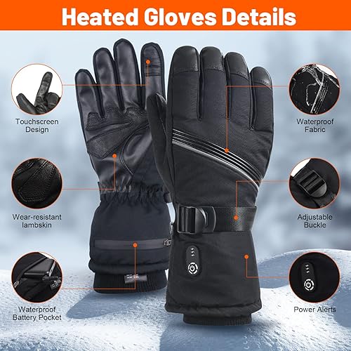 Miniatura 4 de Guantes calefactables, guantes térmicos para hombres y mujeres, guantes eléctricos recargables, impermeables, calentadores de manos, guantes