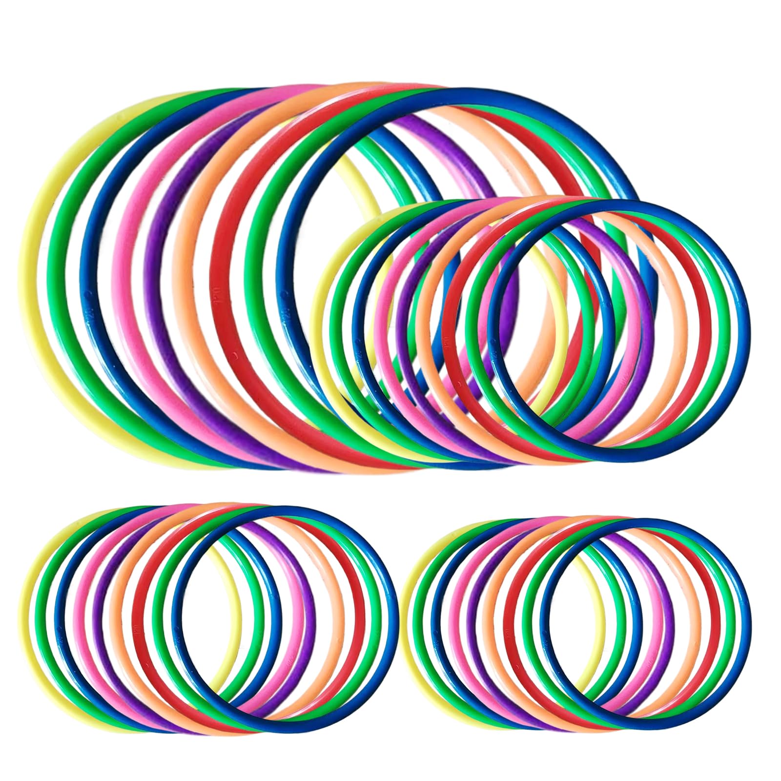 24PCS-4 Sizes Plastic Toss Rings Ring Toss Game, Speed and Agility Practice Games, Garden Backyard Outdoor Games, Bridal Shower Game,Family Party Game Toss Rings (Random Colors)