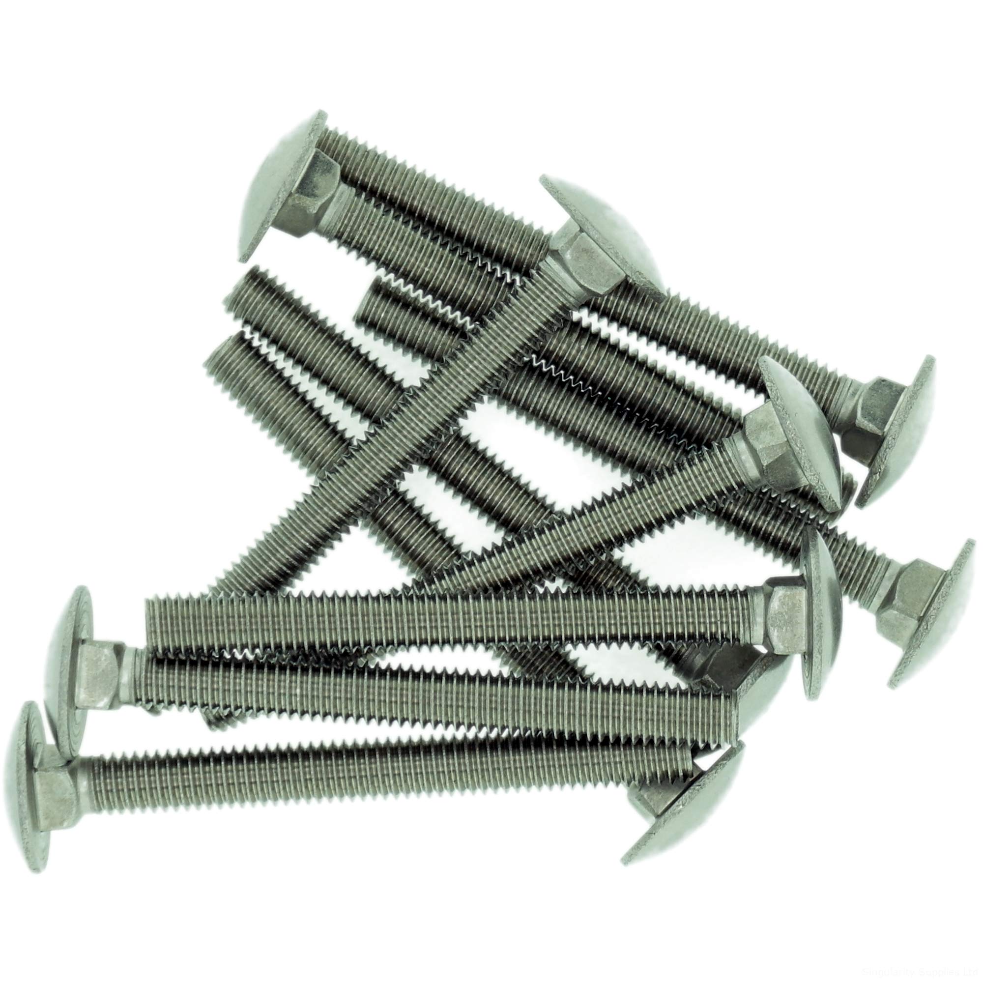 Singularity Supplies M5 (5Mm X 45Mm) Cup Square Carriage Bolt (Fully Threaded) - Stainless Steel (A2) (Pack Of 10)