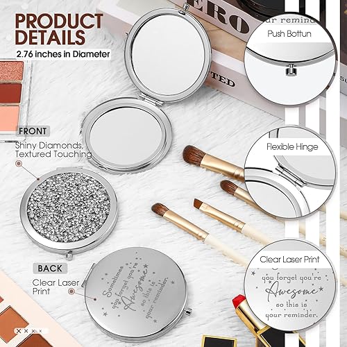 Miniatura 3 de Roowest Espejo compacto inspirador Sometimes You Forget You're Awesome Apreciation Thank You Gifts para mujeres, empleados, compañeros de trabajo,