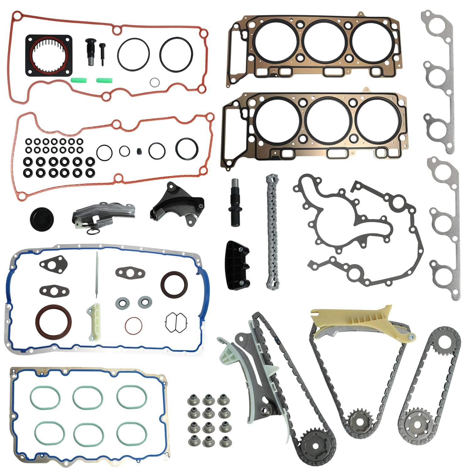 Engine MLS Full Head Gasket with Engine Timing Chain Kit, for Ford Explorer Ranger 00-03, for Mercury Mountaineer 02-03,for Mazda B4000 01-03,4.0L SOHC, HS9293PT-2, YL2Z6L266AA, 4L2Z6M290AA