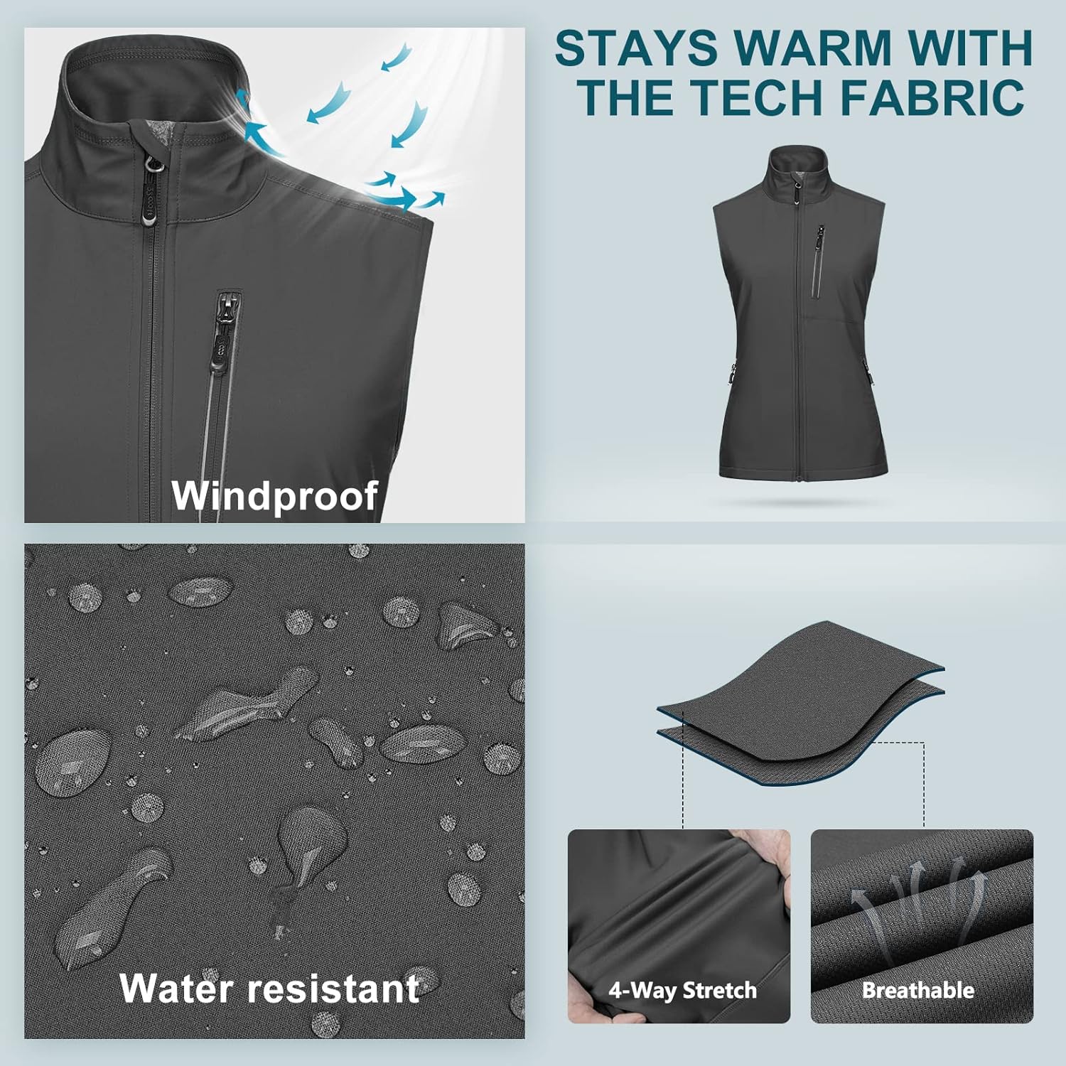 33,000ft Damen Leichte Laufweste Outdoor Softshell Weste Frau Ärmellose Jacke Winddichte Wasserdichte Atmungsaktive Vest Gilet für Laufen Golf Wandern - Image 3